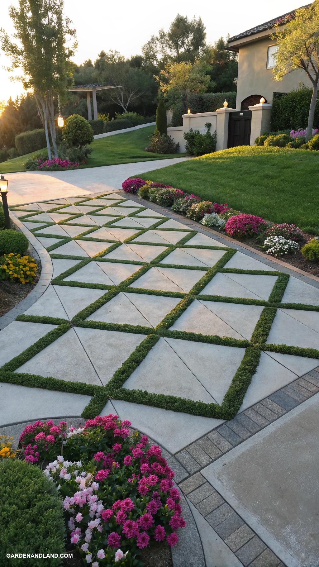 concrete driveway ideas Geometric designs for a contemporary look