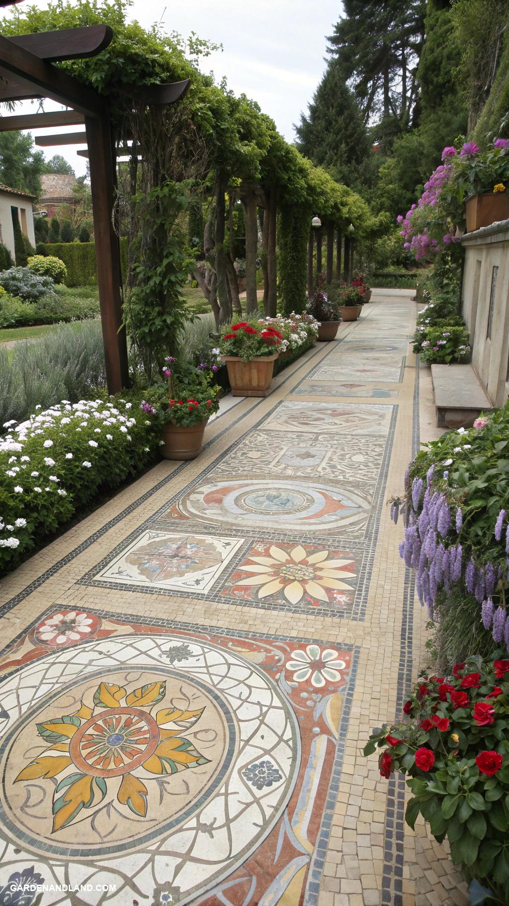 driveway ideas Artistic mosaic tile driveway design
