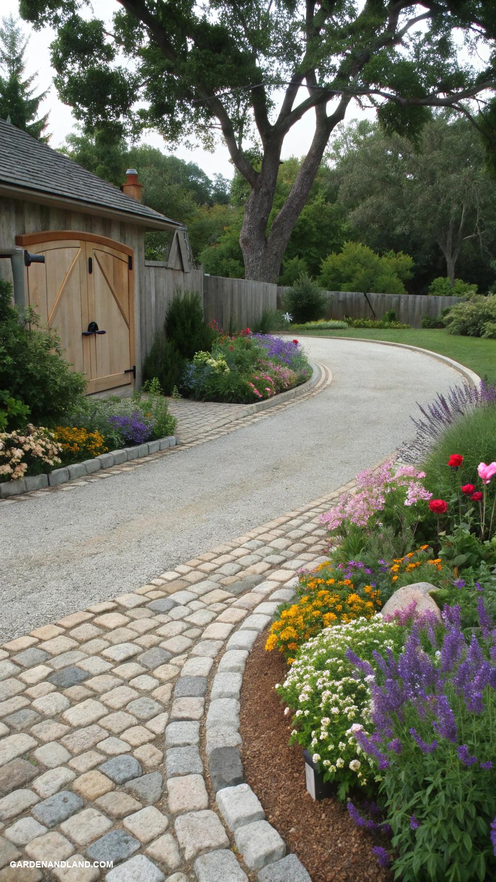 driveway ideas Cobblestone borders with gravel center