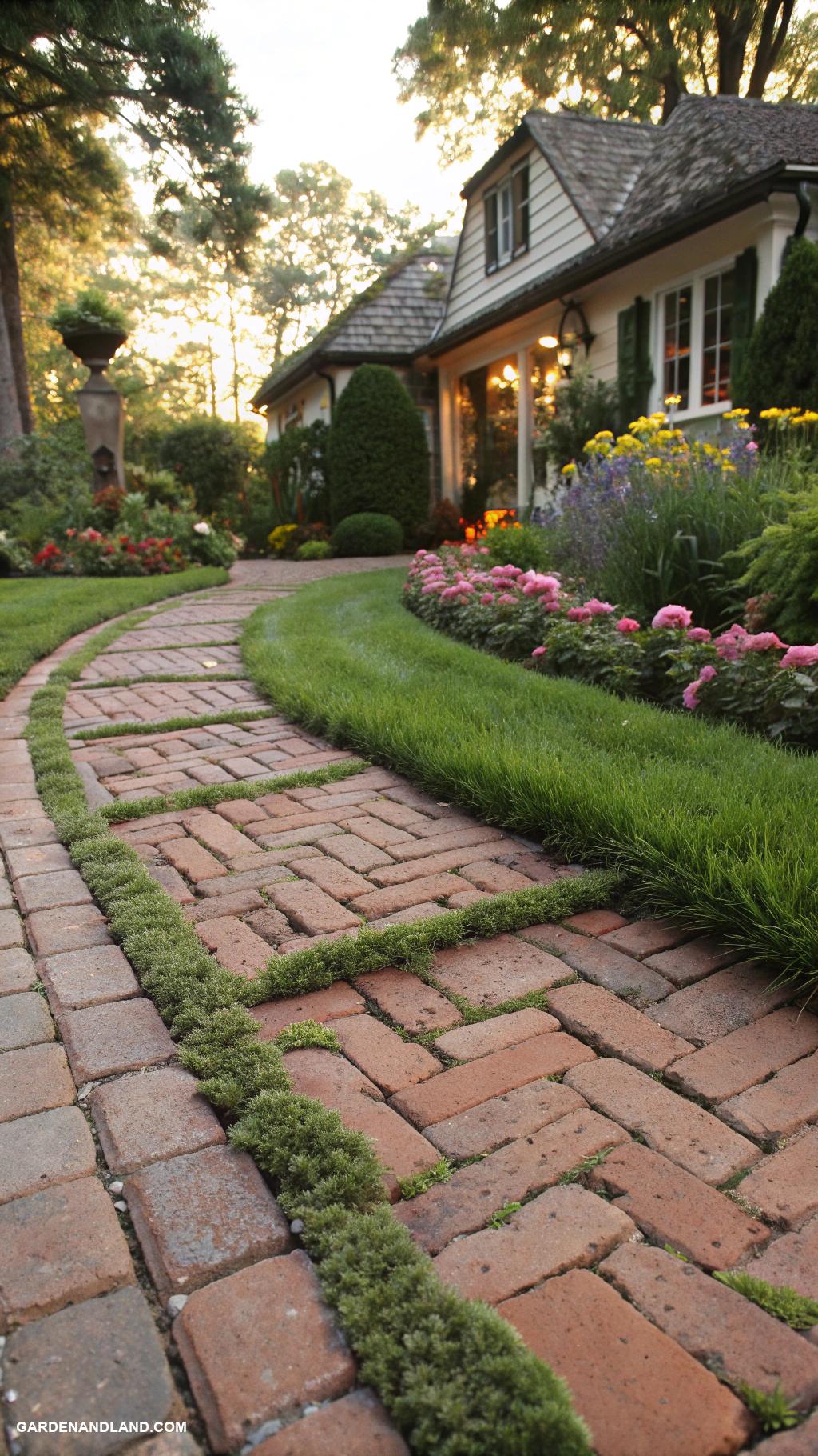 driveway ideas Reclaimed brick with grass infill