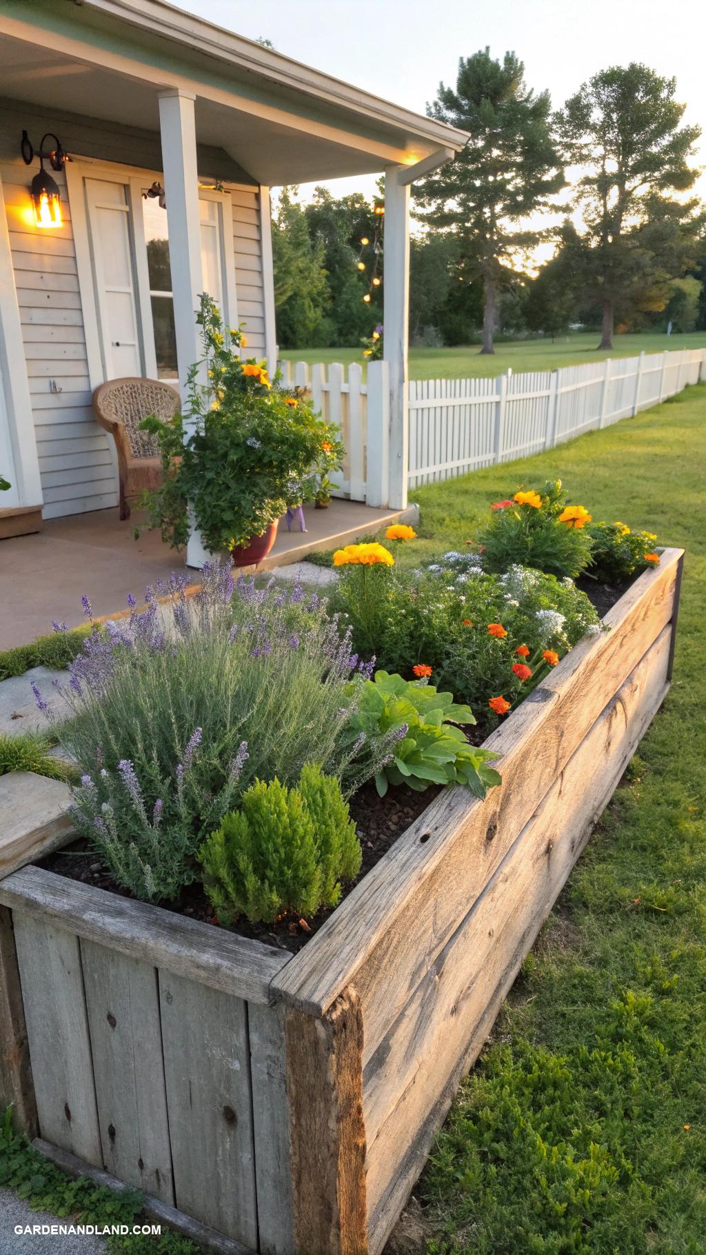 edge of house landscaping ideas Raised planter boxes for convenience gardening