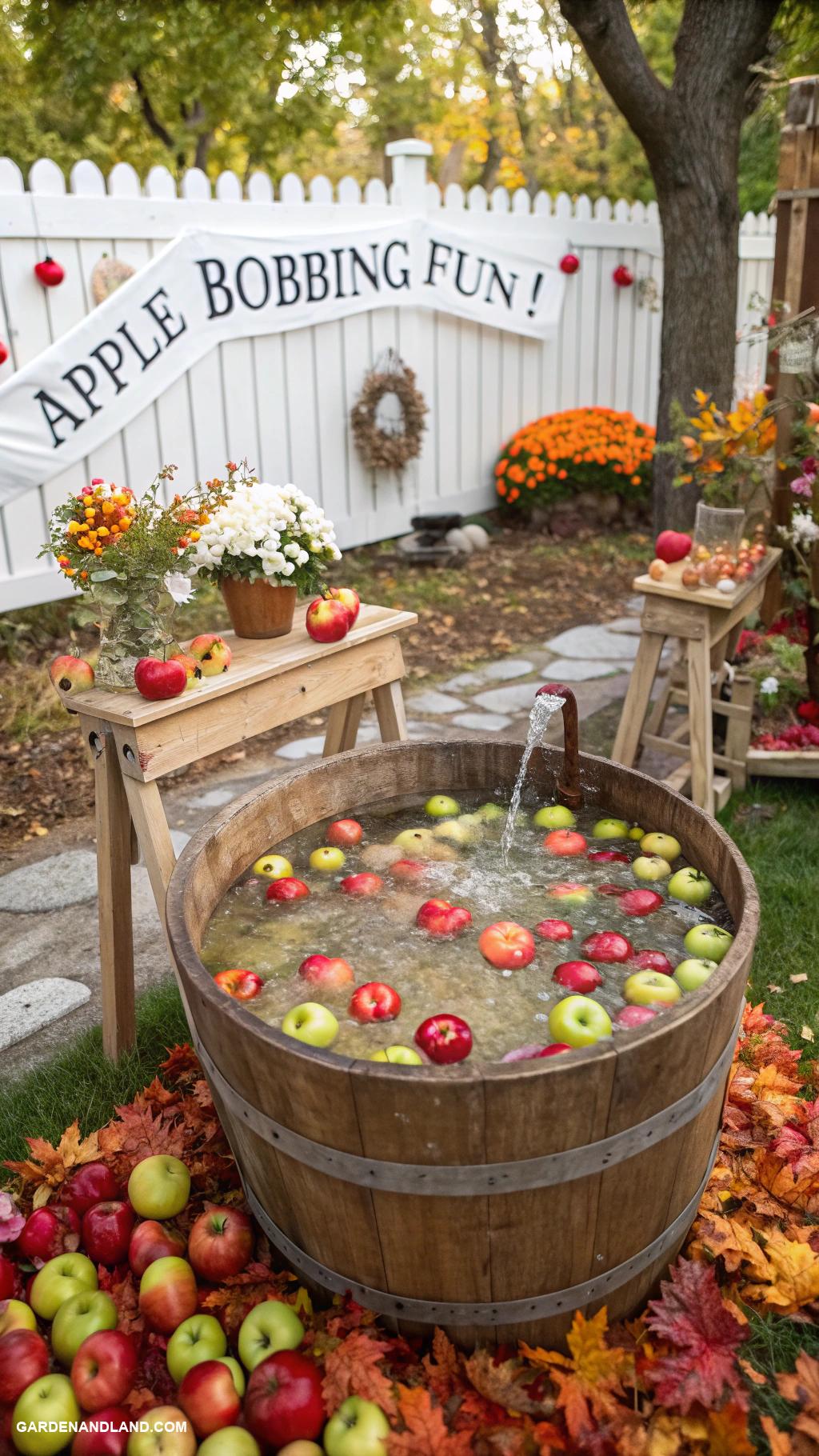 fall garden party ideas Apple bobbing station for fun