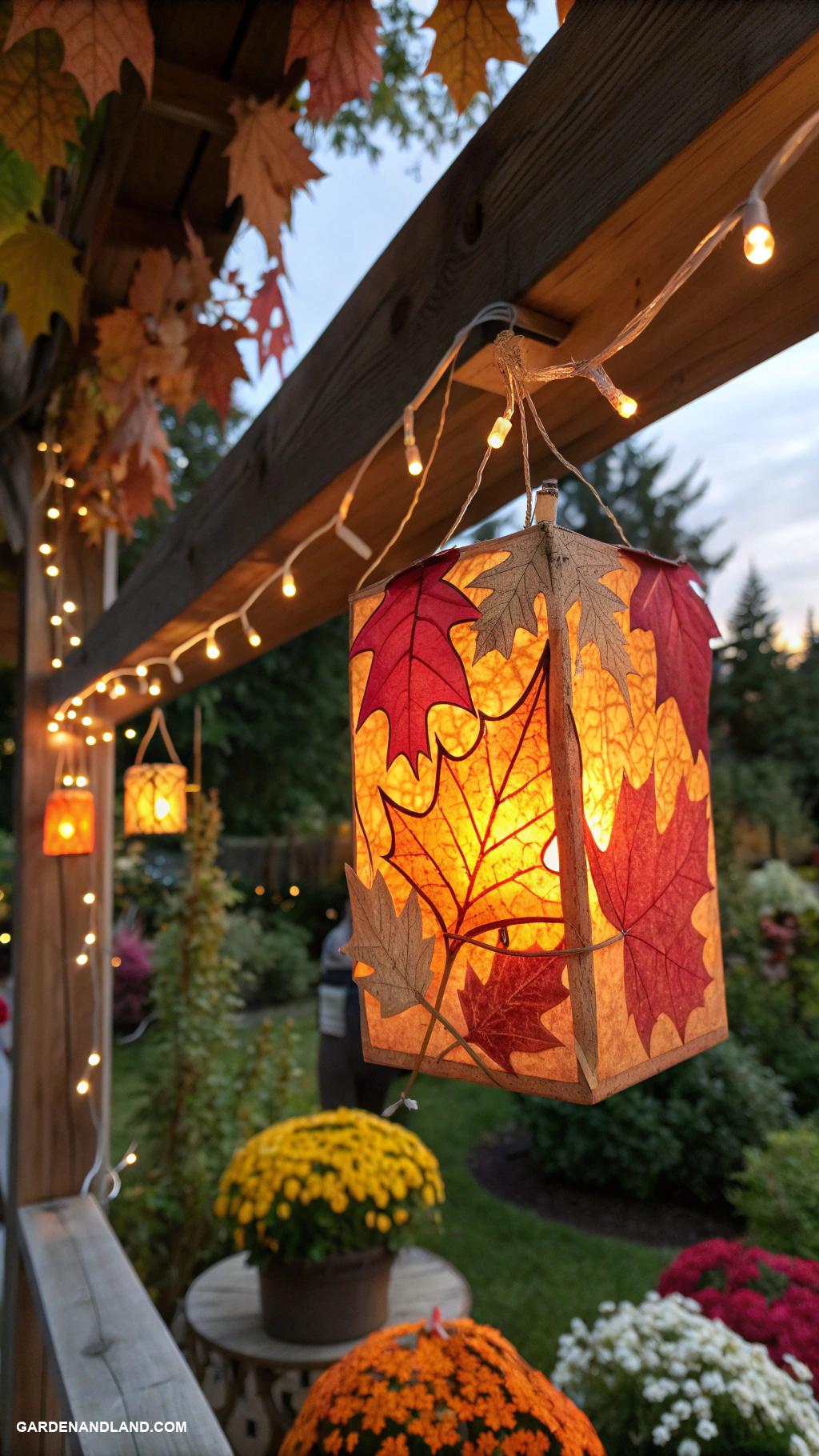 fall garden party ideas DIY leaf shaped lanterns for ambience