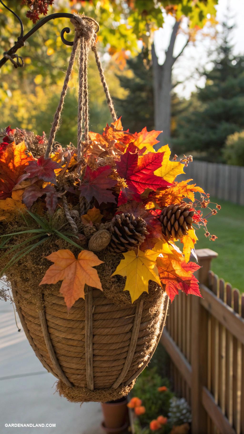 fall planter ideas Hanging baskets of vibrant fall foliage