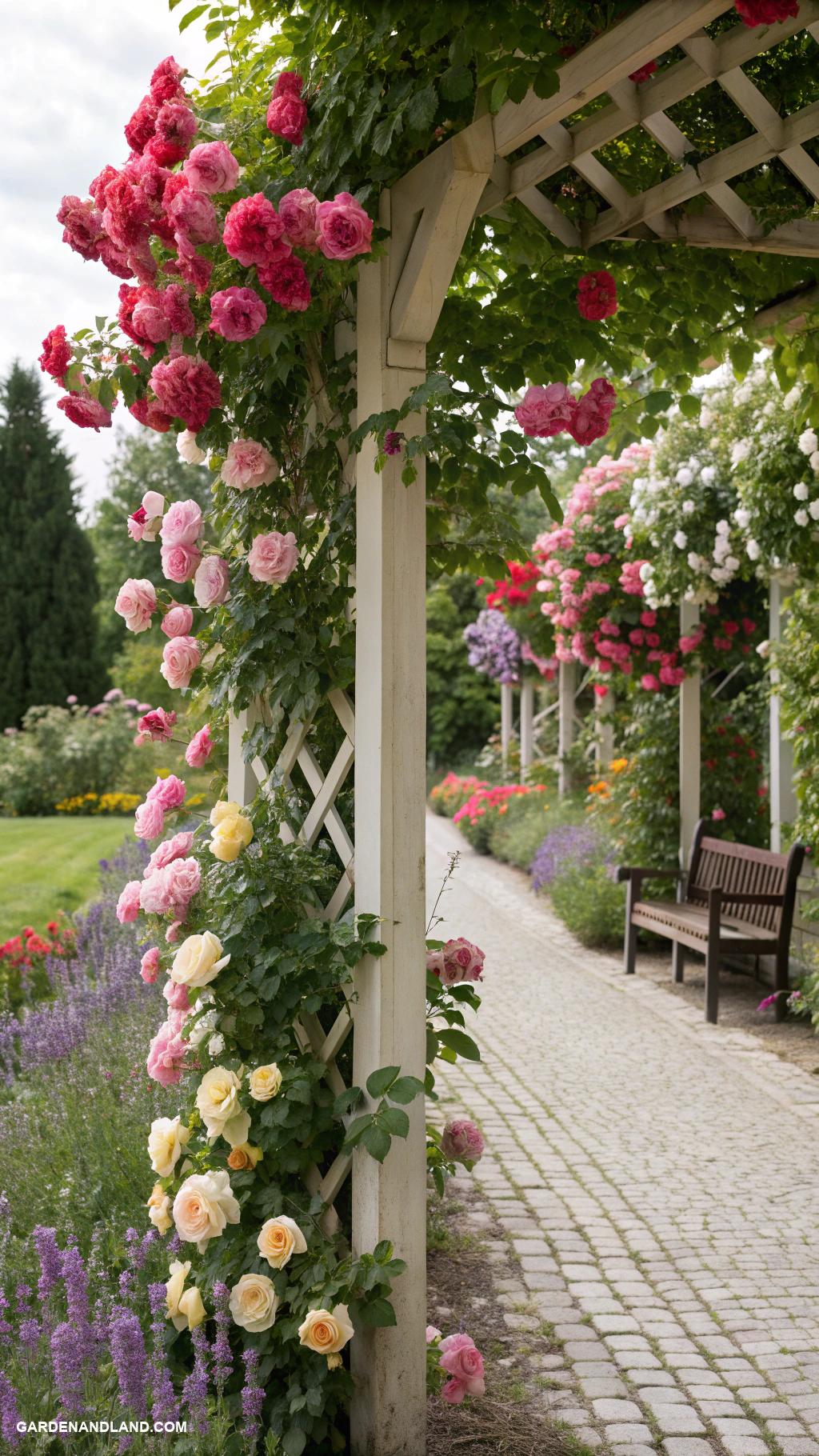 flower arrangements Trellis adorned with climbing roses
