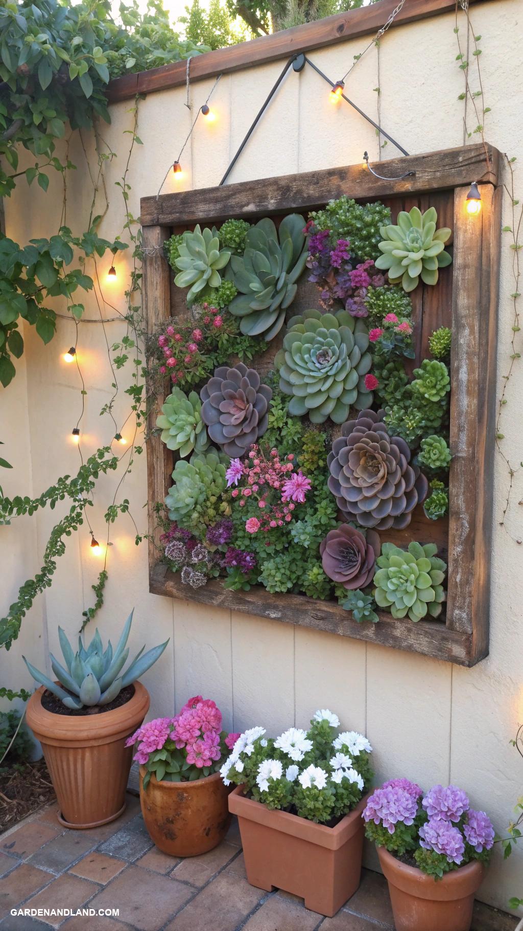flower pot arrangements outdoor Succulent wall art in a frame display