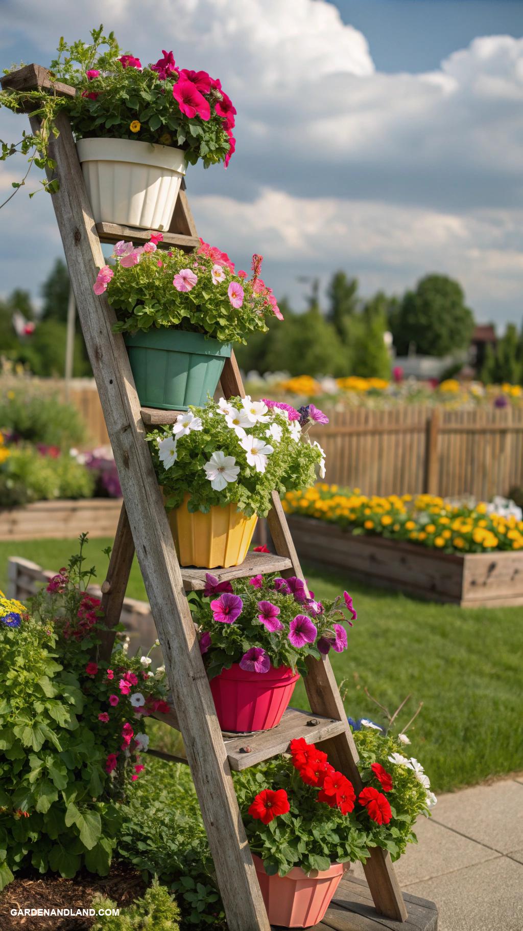 flower pot arrangements outdoor Tiered plant stand with cascading flowers