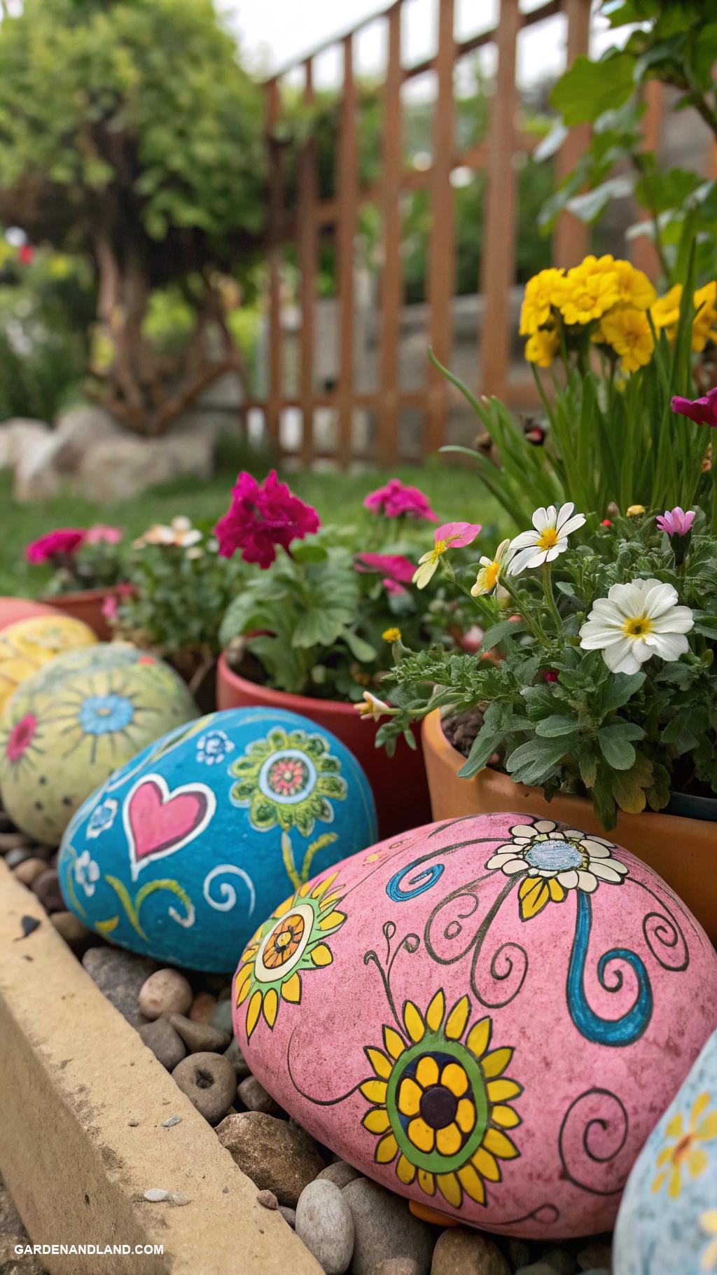 flower pot ideas Colorful painted rocks as mini pots