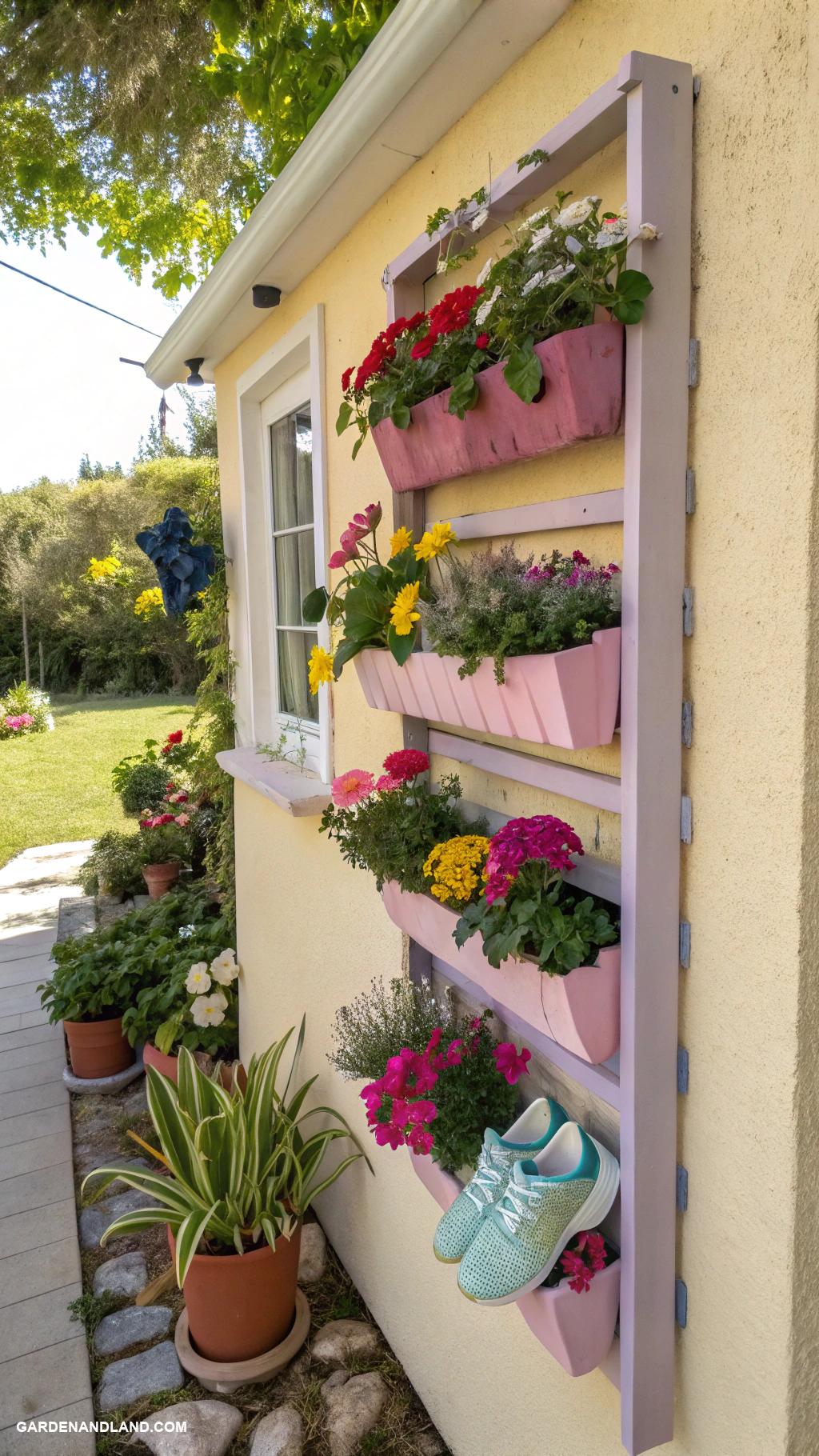 flower pot ideas Repurposed shoe organizers on walls