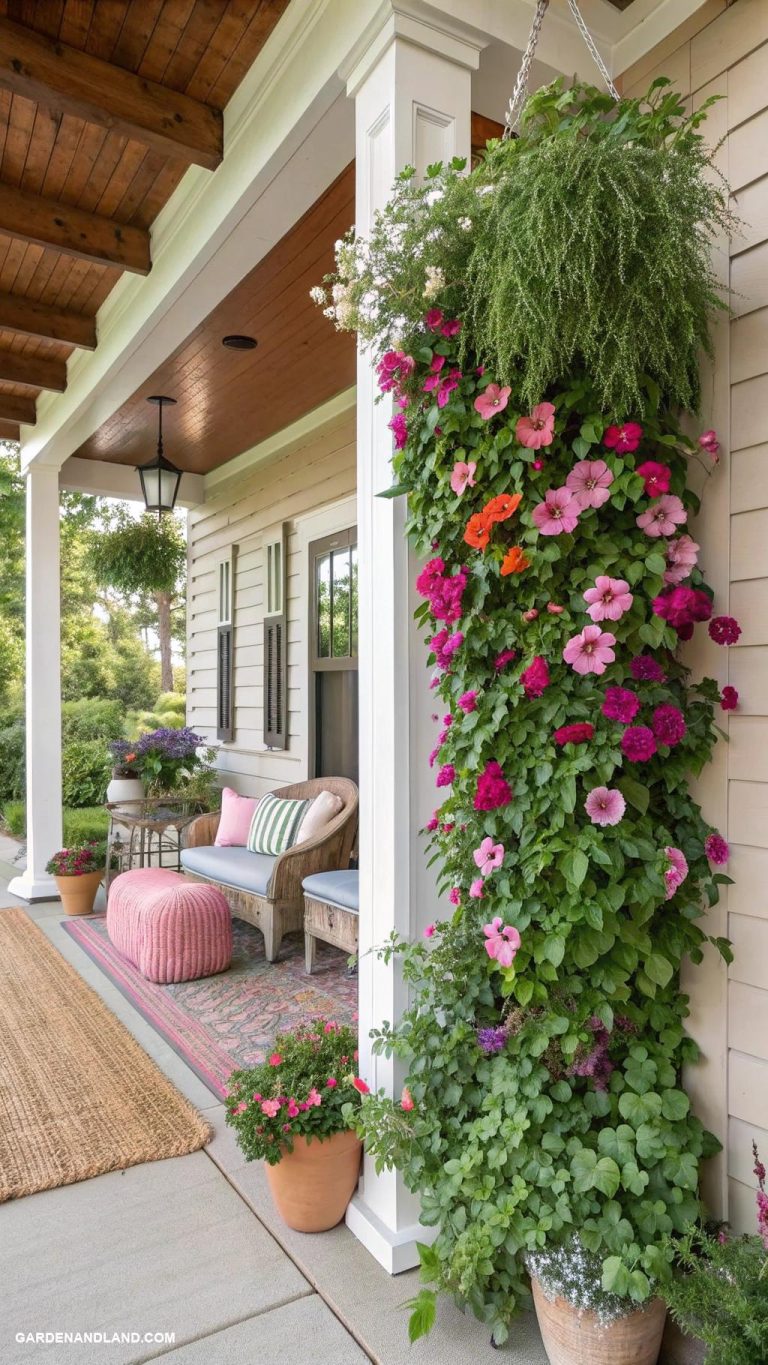 front of house landscaping ideas Vertical garden on front porch wall