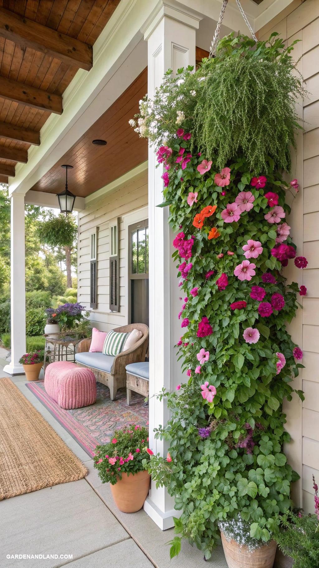 front of house landscaping ideas Vertical garden on front porch wall