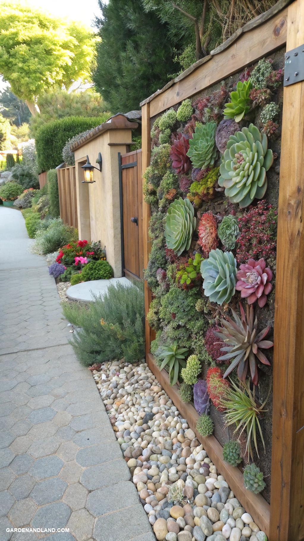 front yard fence ideas Succulent wall as a living fence feature
