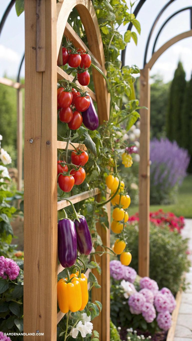 fruit garden ideas Colorful fruit trellis for climbing plants