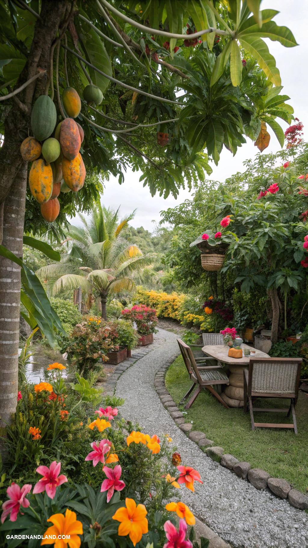 fruit garden ideas Themed fruit oasis with tropical plants