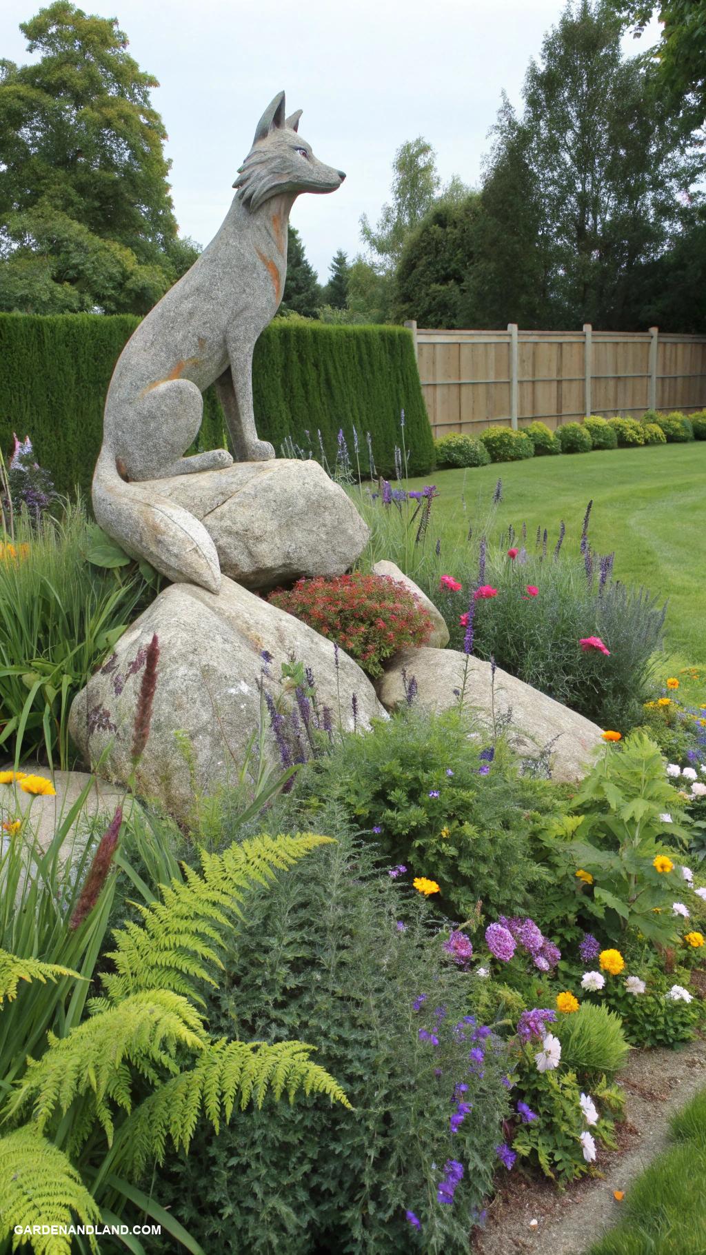 garden rock art Animal silhouettes crafted from large boulders