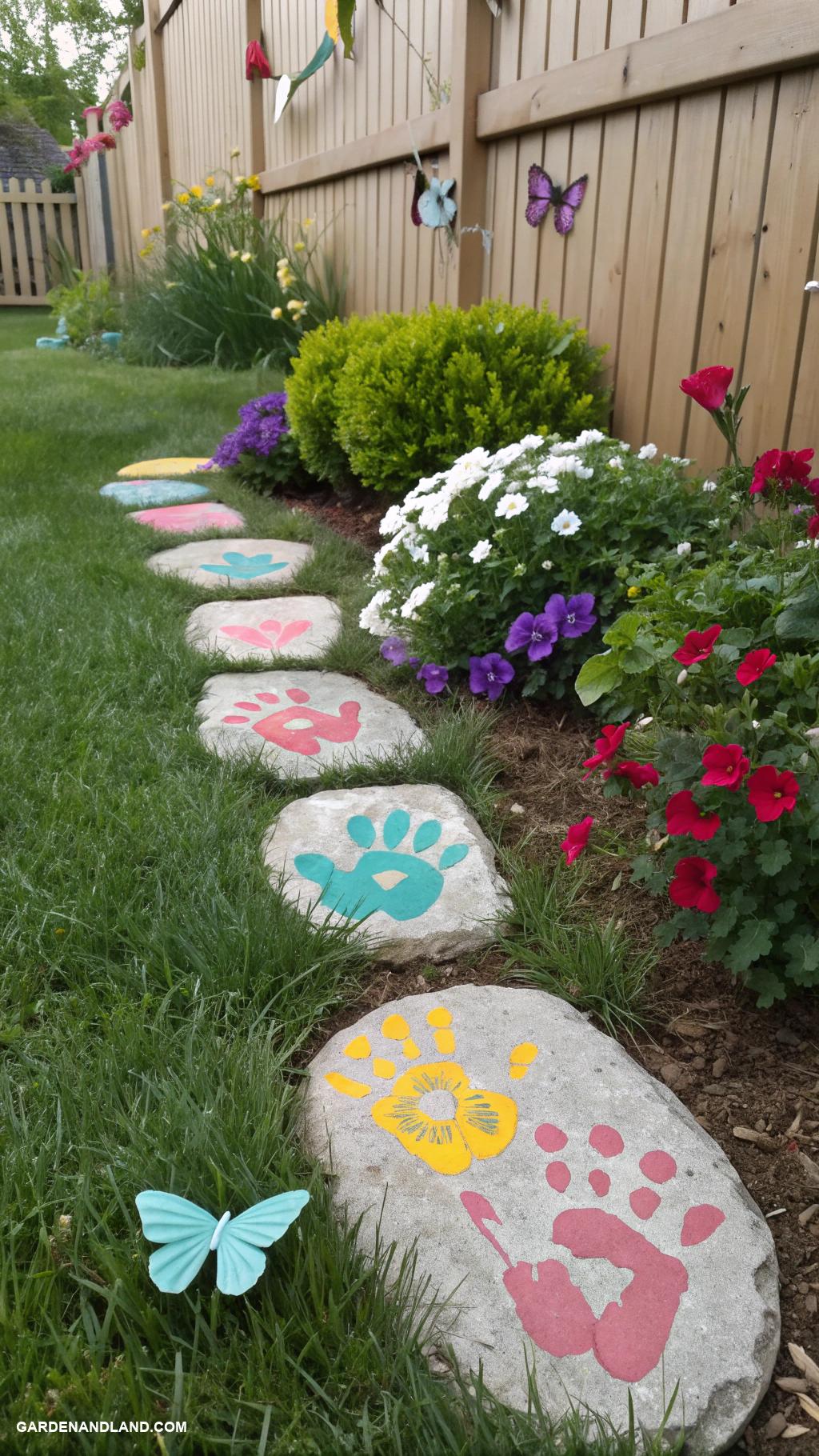 garden rock art Stepping stones with handprints of family