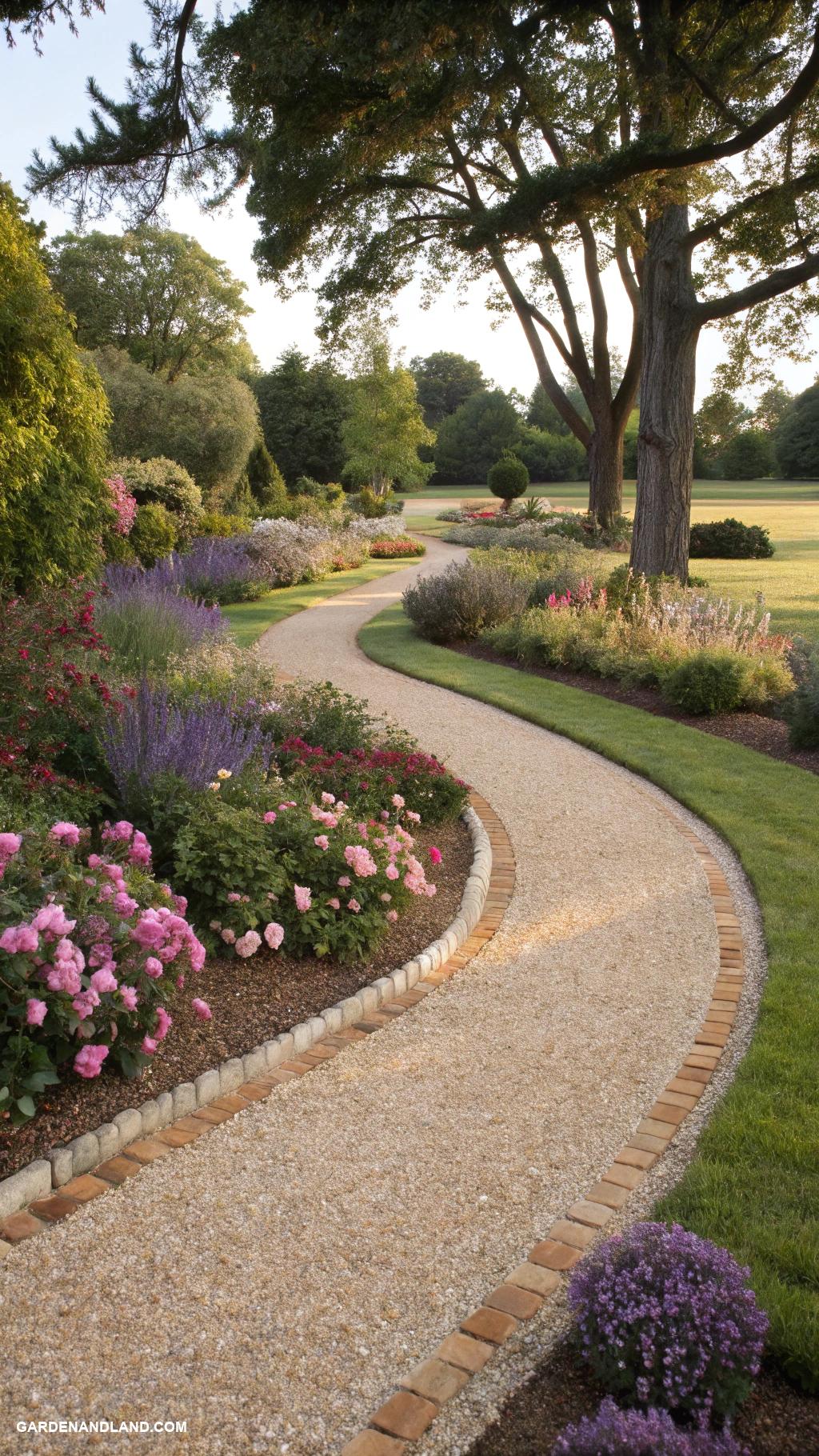 gravel driveway ideas Create winding paths with varied gravel colors