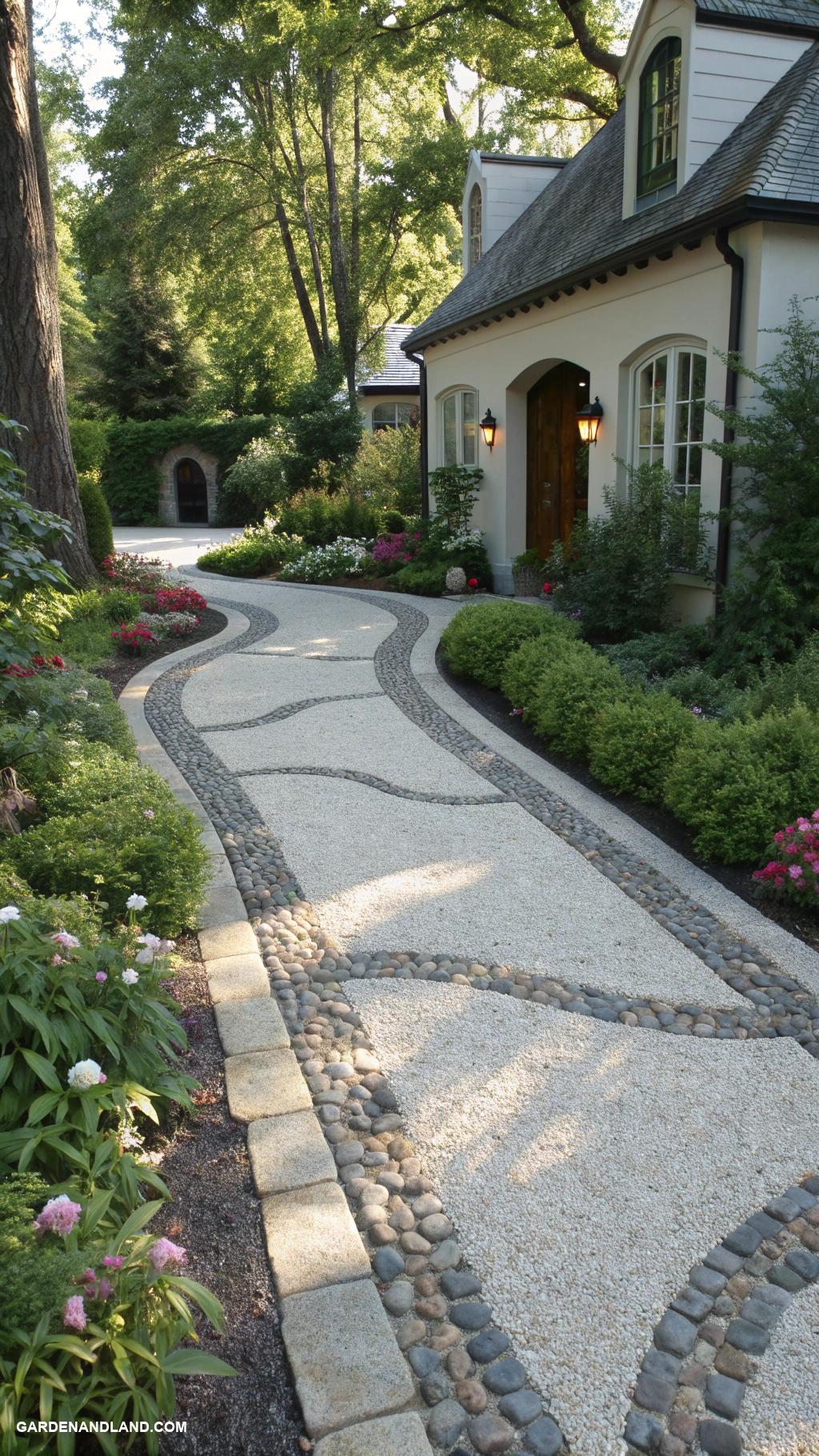 gravel driveway ideas Design asymmetrical patterns for a modern look