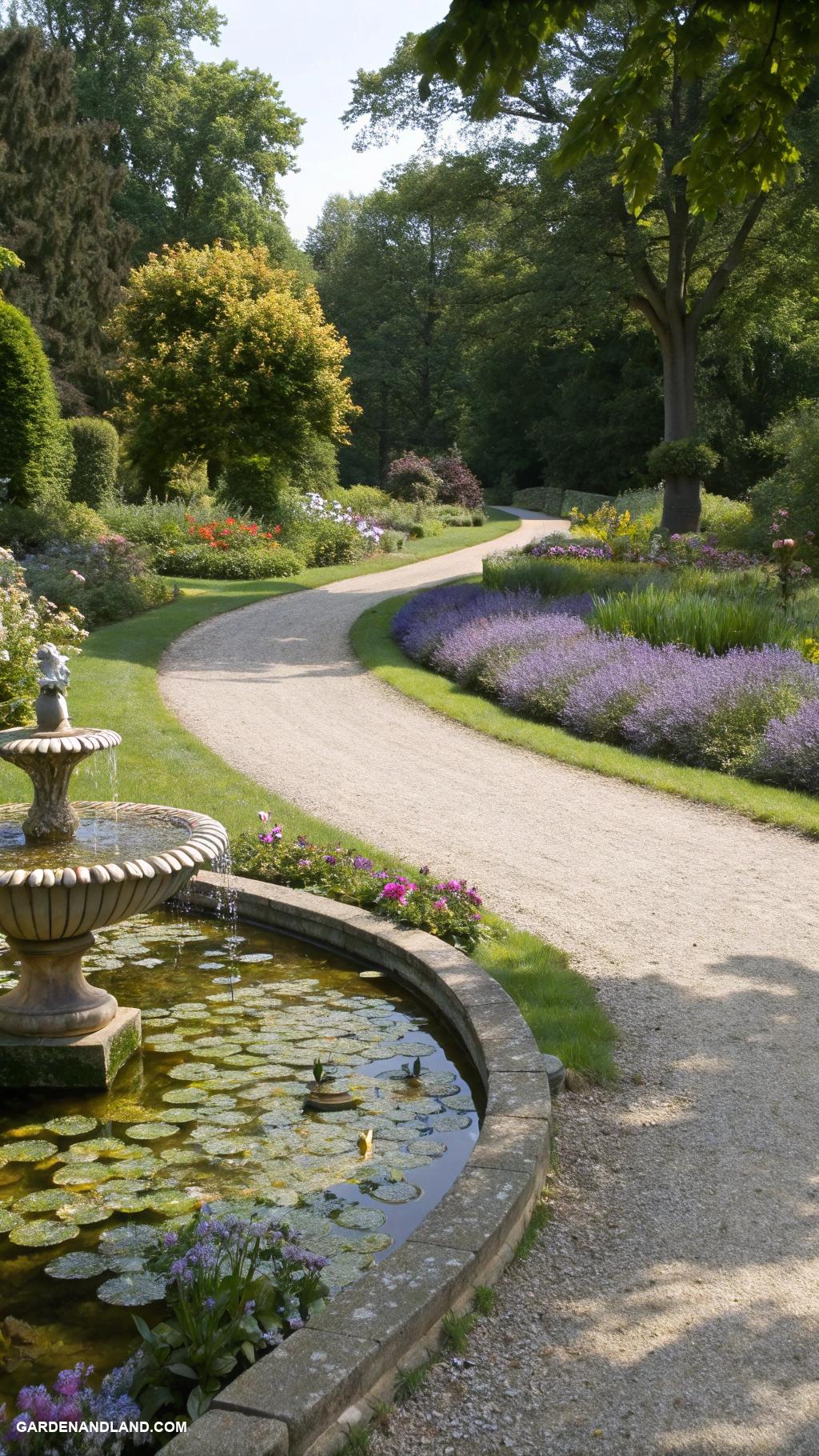 gravel driveway ideas Integrate water features near the driveway