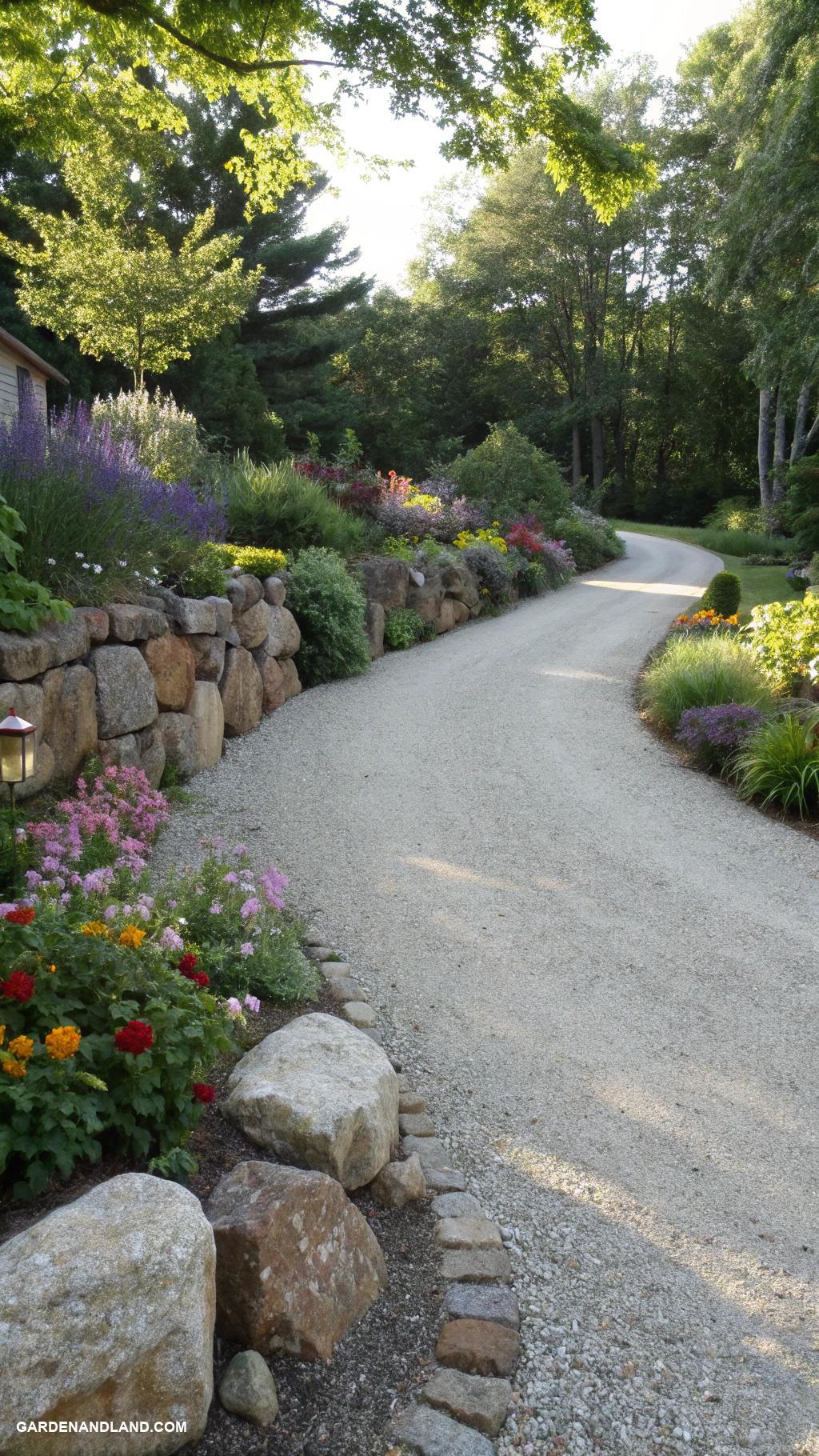gravel driveway ideas Use larger rocks for a rustic border