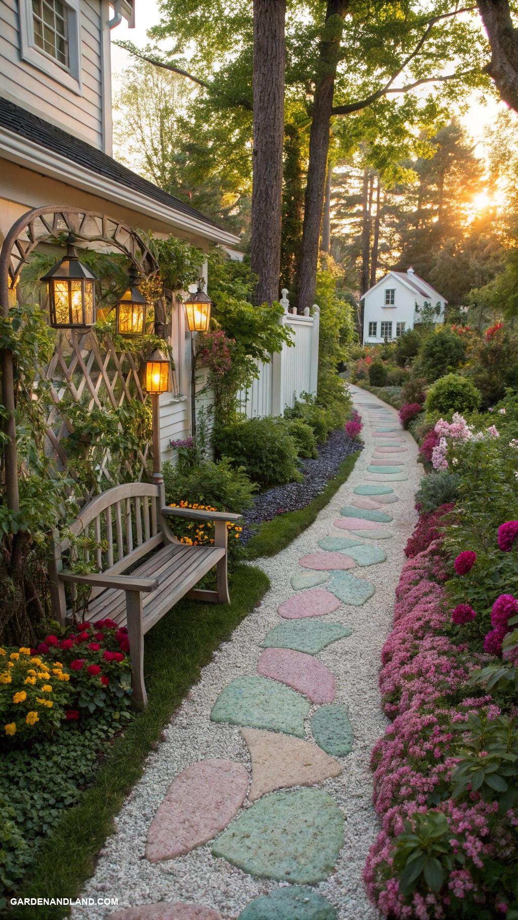 gravel pathway along house Whimsical gravel paths with decorative gravel