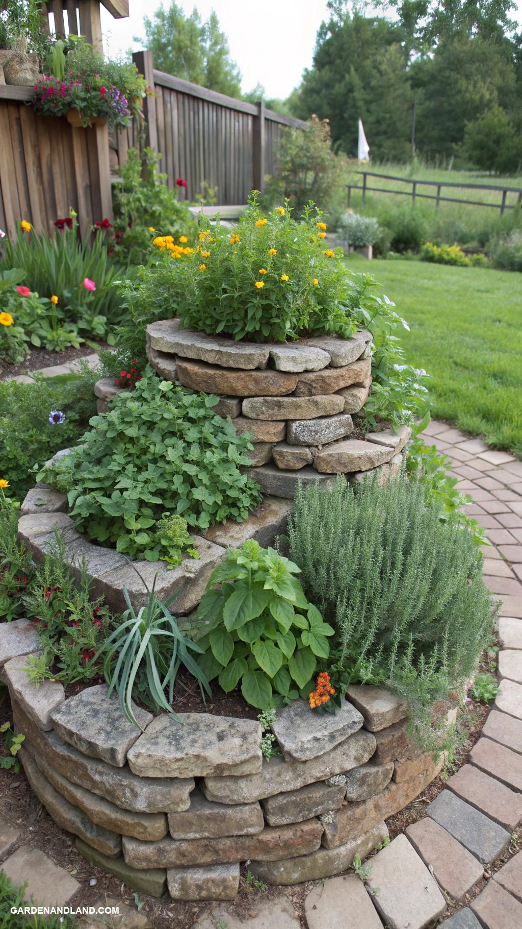 homestead gardening ideas Herb spiral for space saving gardening