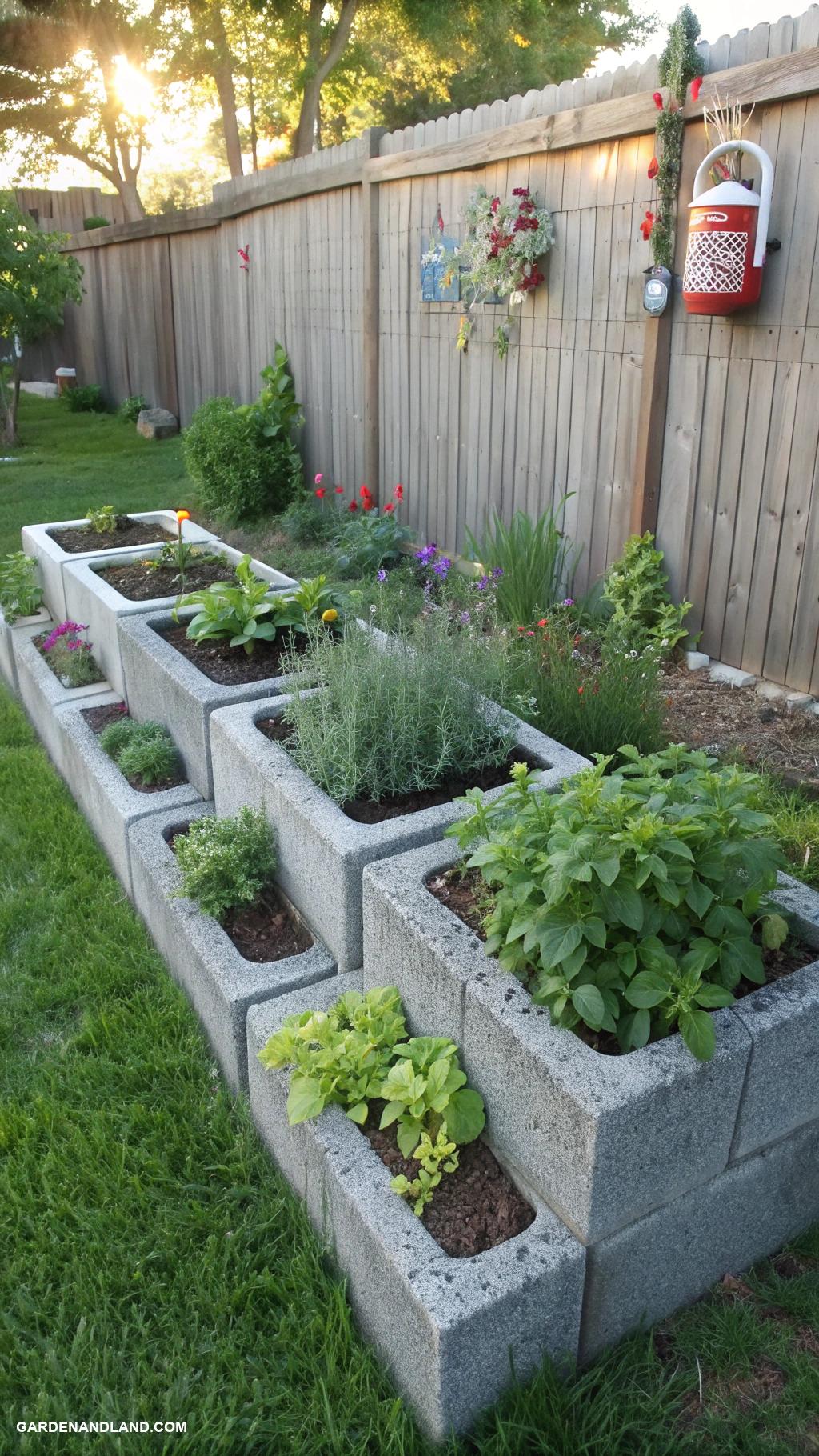 raised garden beds Cinder block herb garden