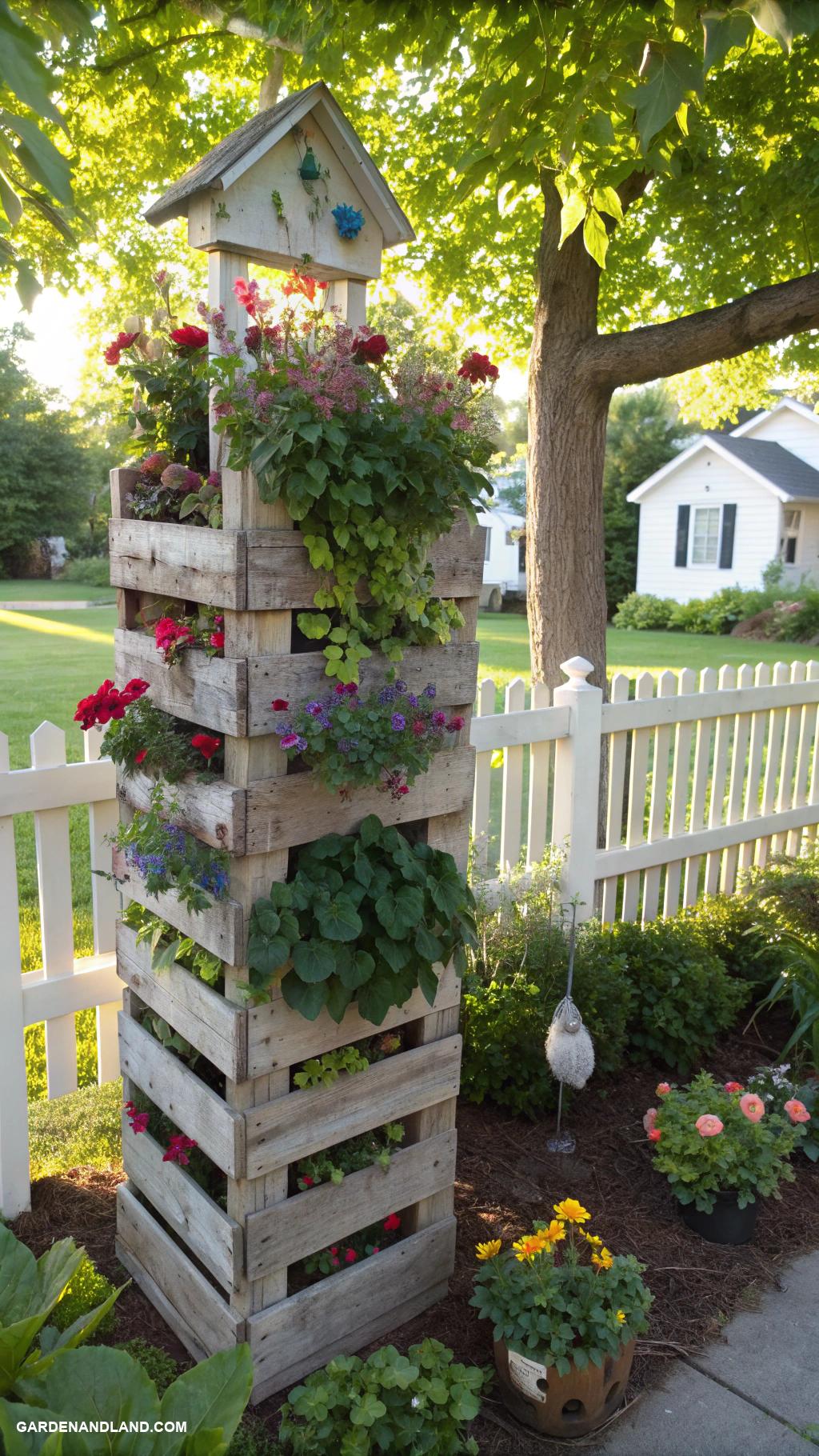 raised garden beds Pallet wood vertical planter