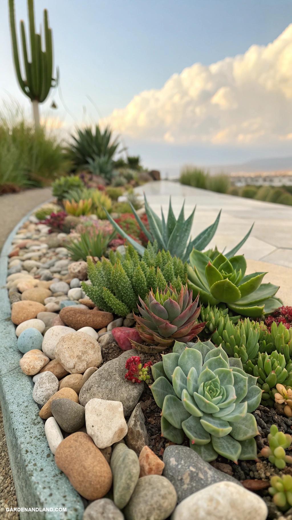 rock garden ideas Succulent rock garden with colorful stones