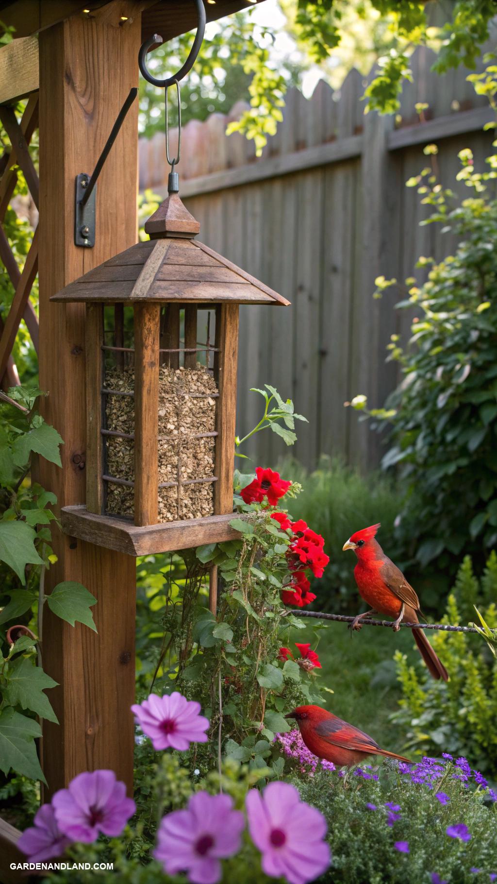 small backyard ideas Bird feeding station with native plants