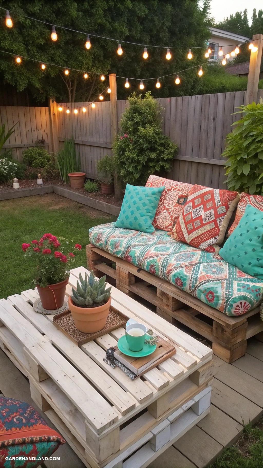 small backyard ideas Repurposed pallets for garden furniture