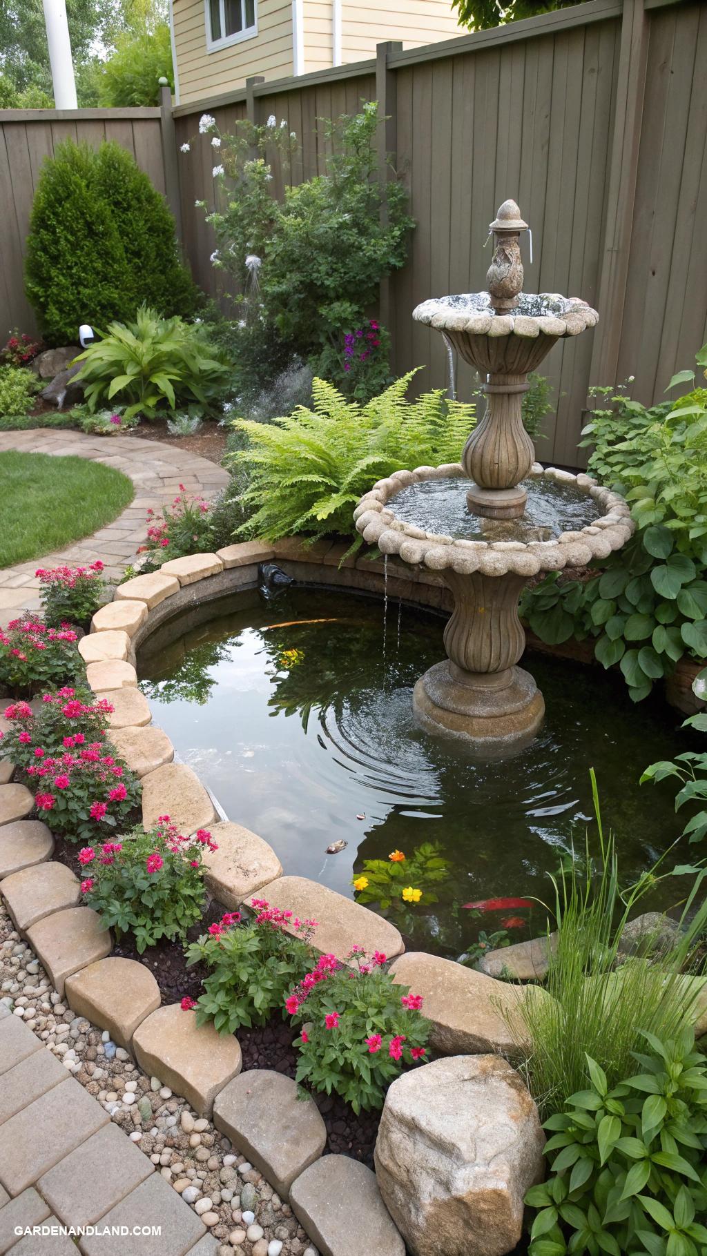 small backyard ideas Water feature with small pond and fountain