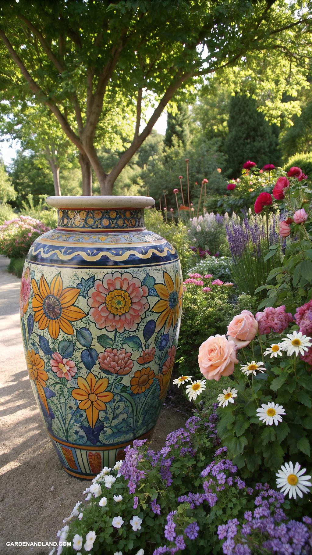 traditional garden urns Colorful glazed ceramic for vibrant flair