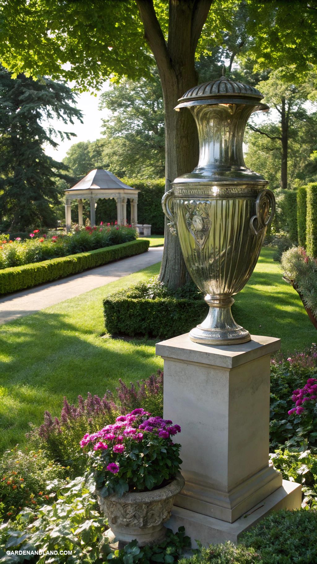 traditional garden urns Metallic urns for modern artistic touch