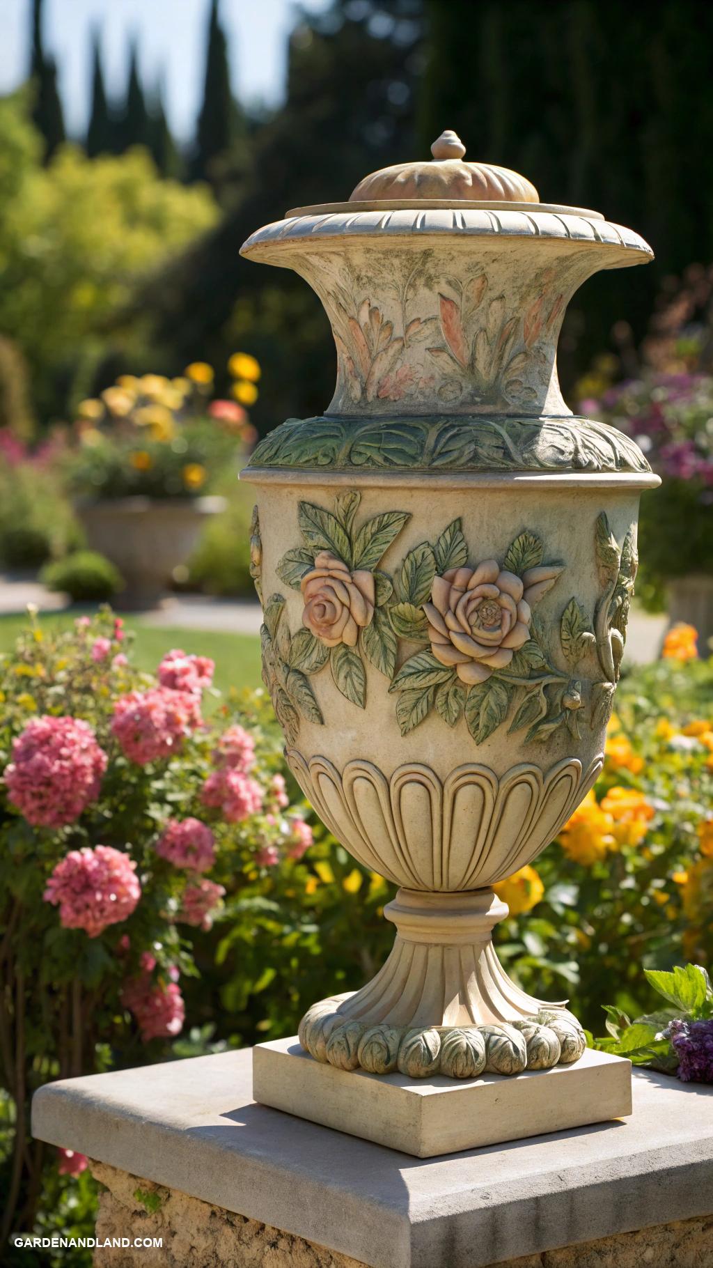 traditional garden urns Recycled materials urns for eco friendly appeal