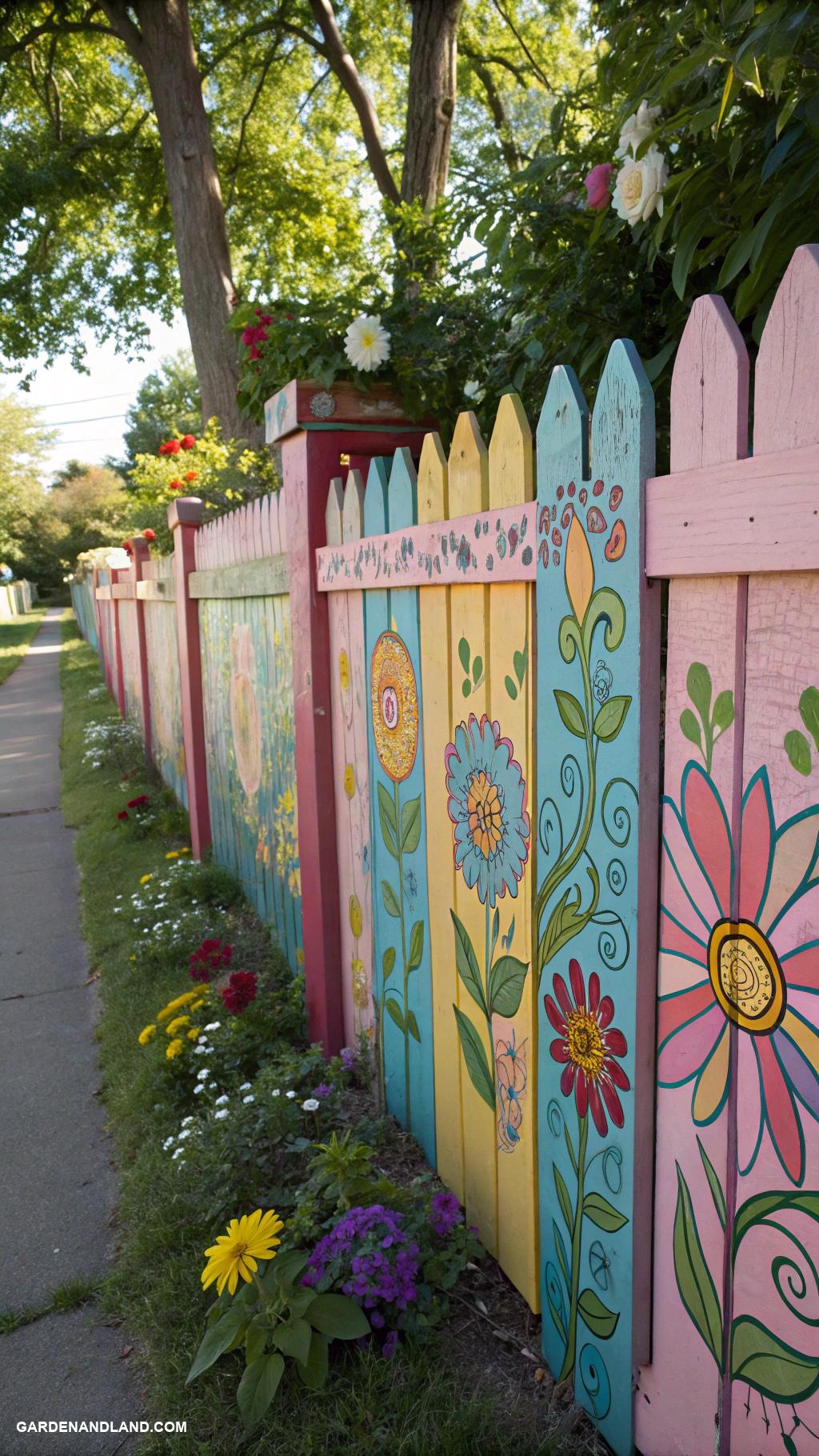 wood fence ideas Painted wood fence with vibrant colors