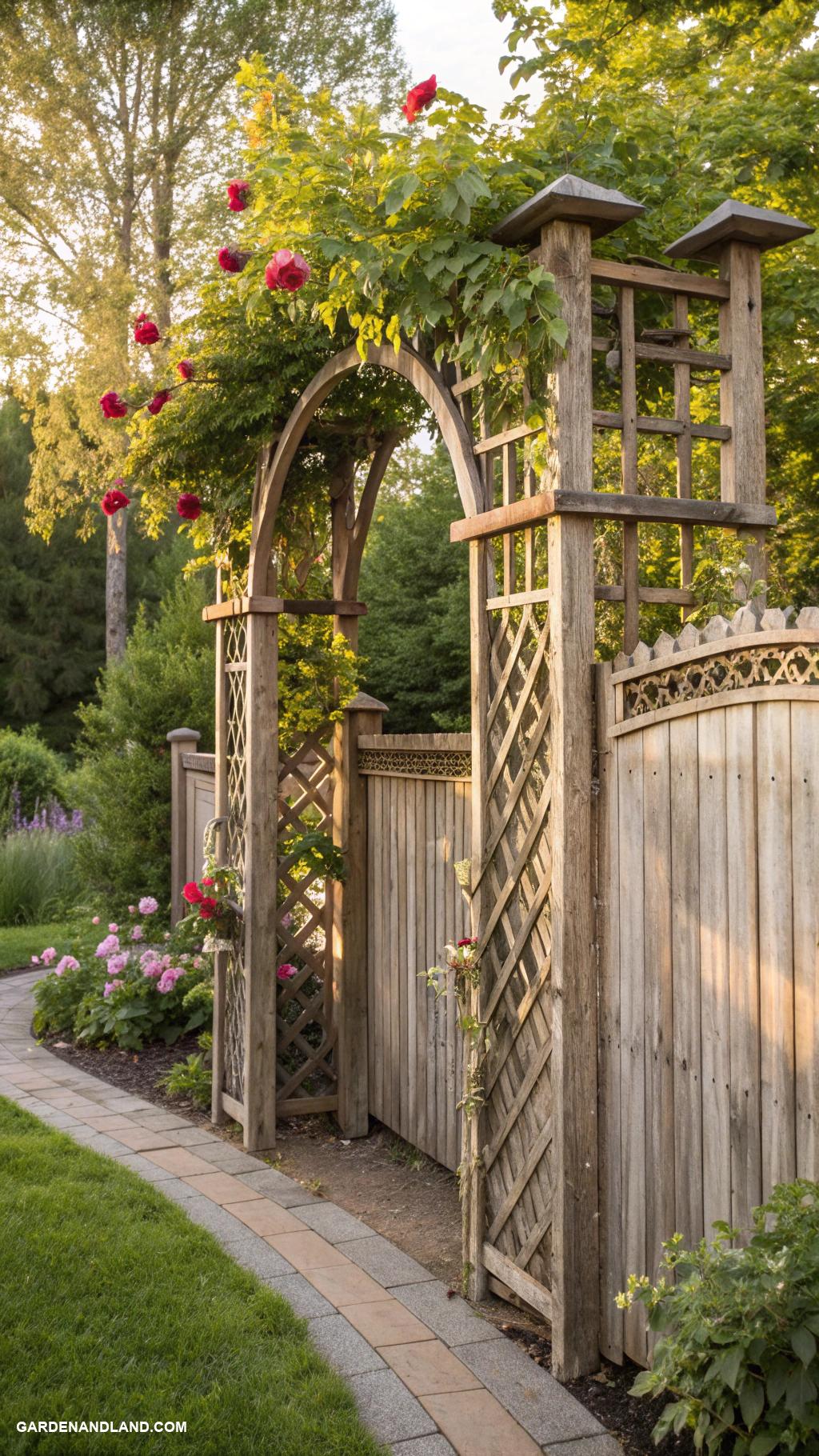 wood fence ideas Wooden trellis combined with fence