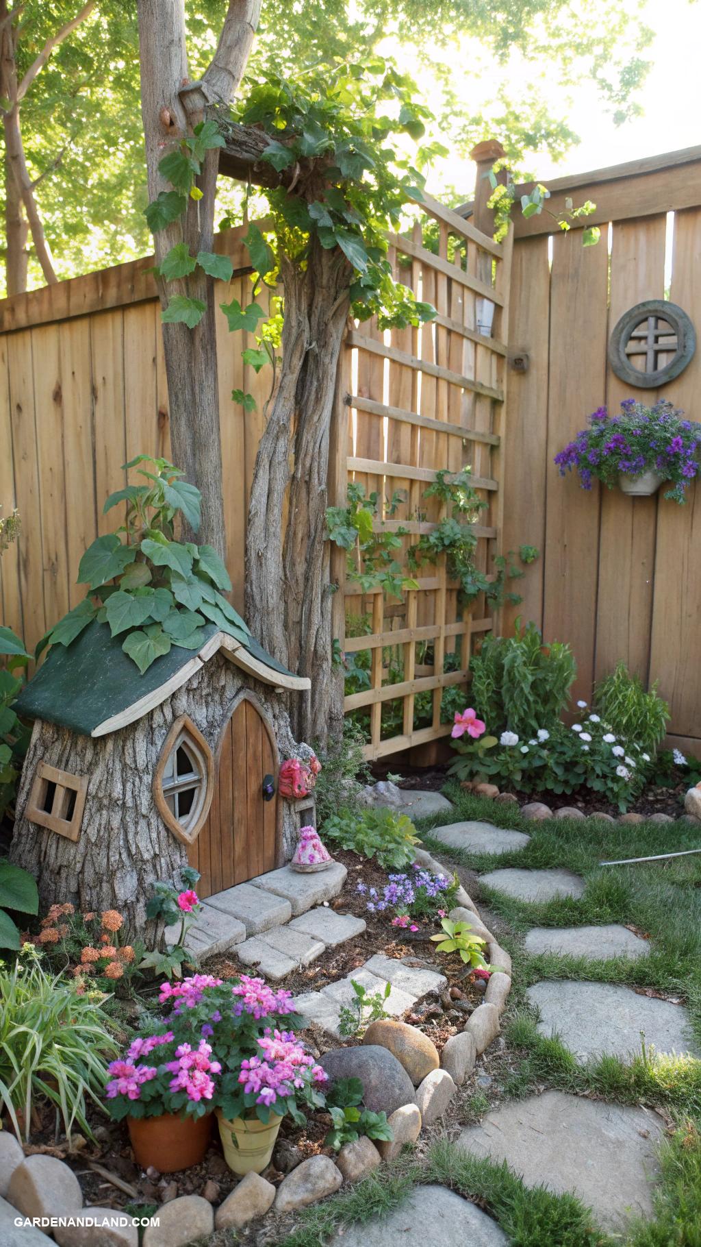 backyard garden ideas DIY fairy garden with miniature decorations