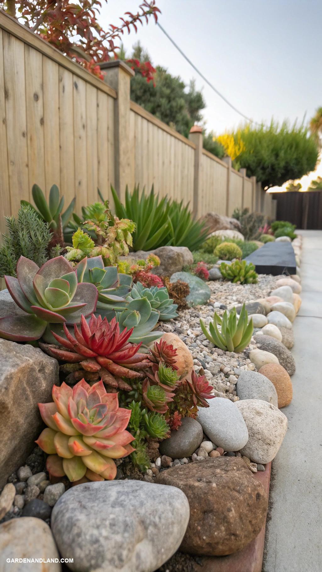 backyard garden ideas Succulent rock garden with artistic rocks
