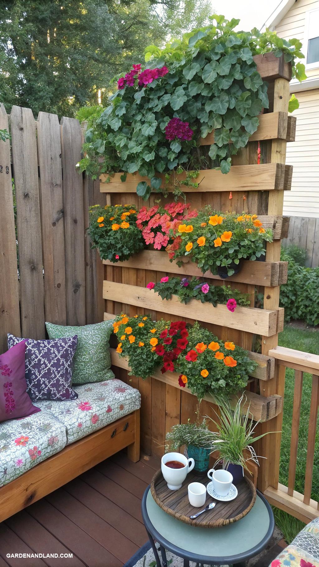 backyard garden ideas Vertical garden with repurposed wooden pallets