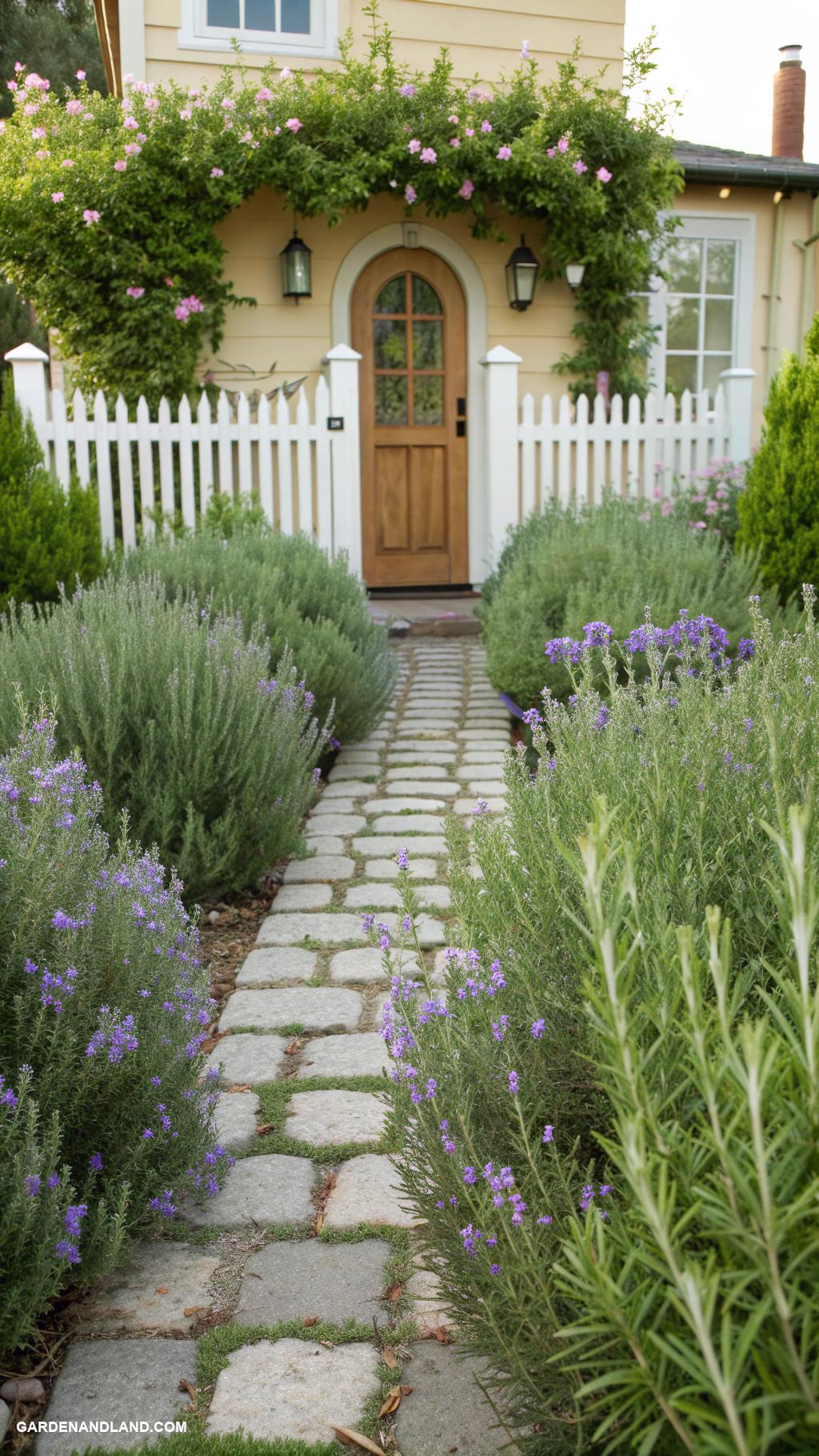 bushes in front of house Fragrant herb bushes for aromatic entrance