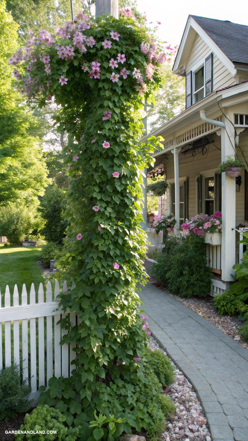 bushes in front of house Vertical garden with climbing bushes