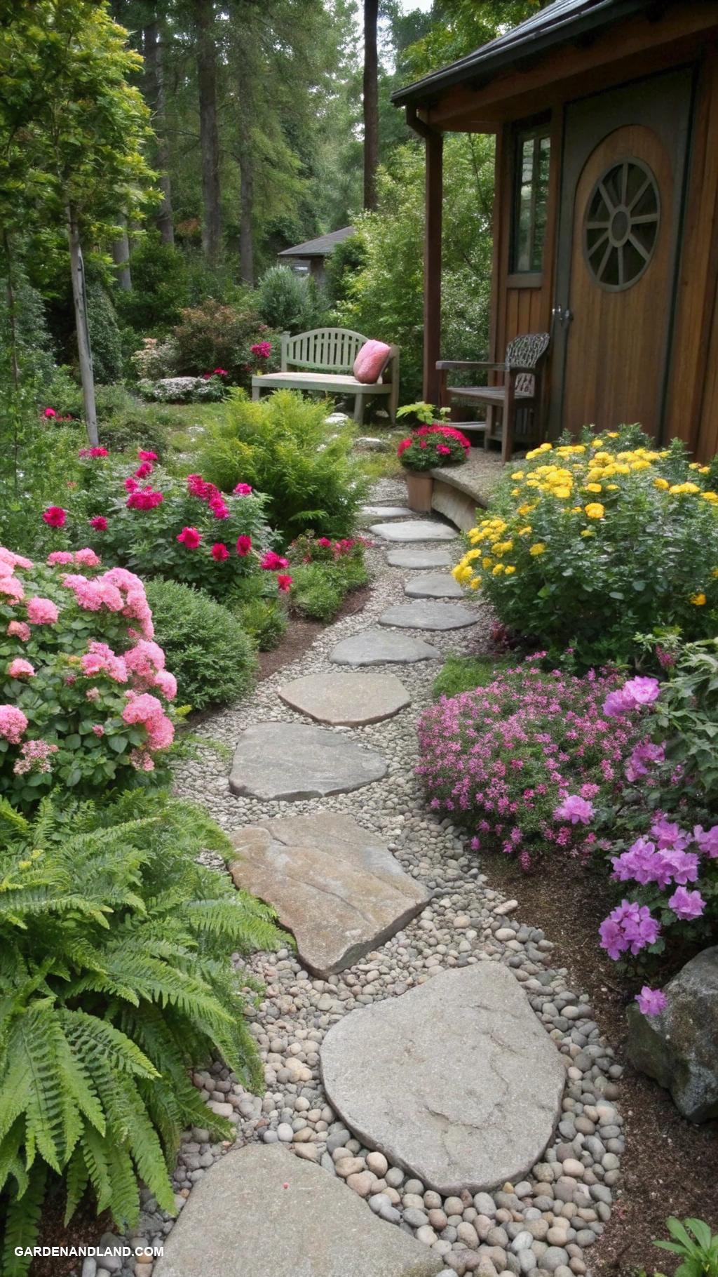 cheap backyard ideas Create a gravel path with stepping stones