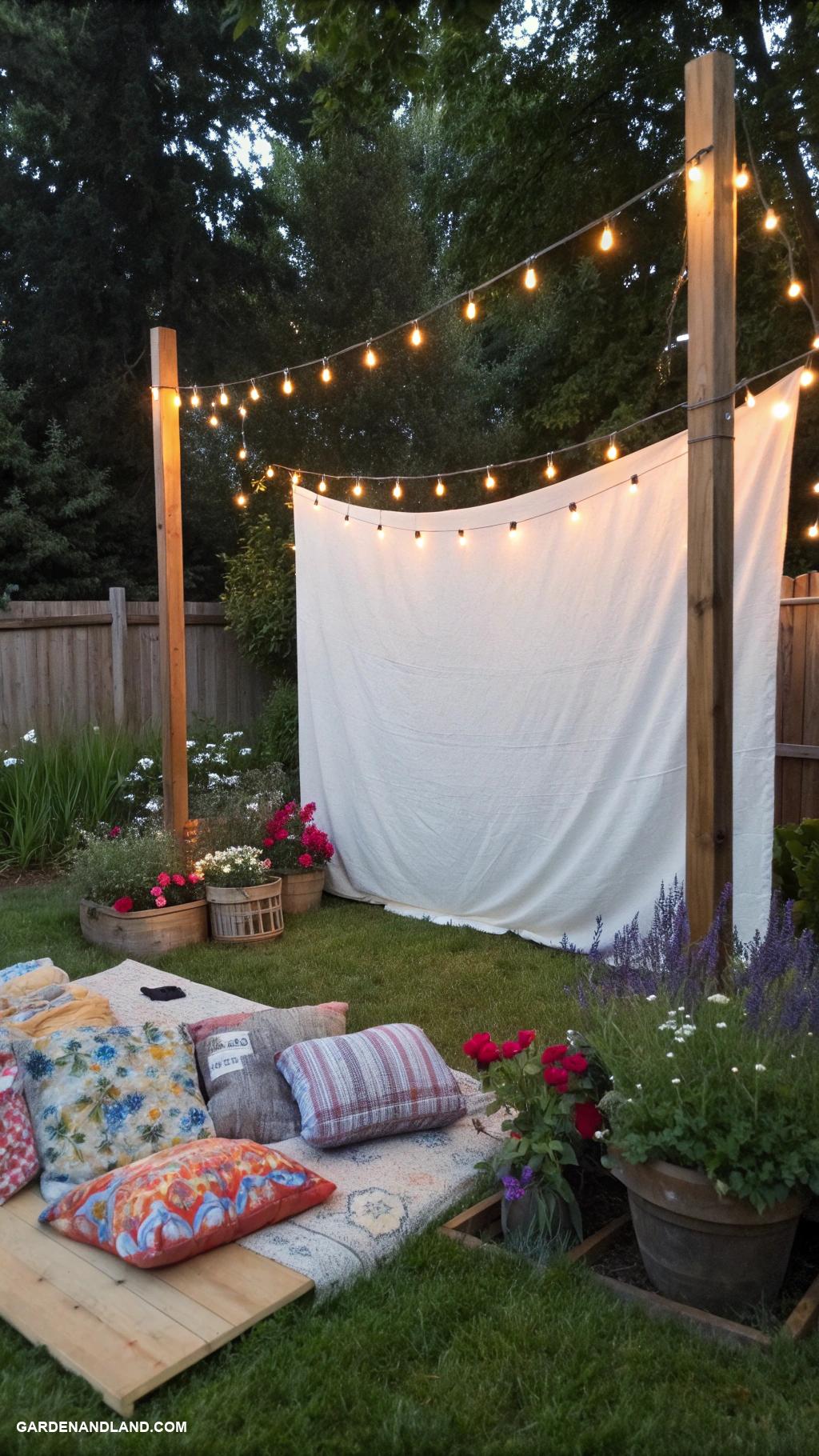 cheap backyard ideas Set up a DIY outdoor movie screen
