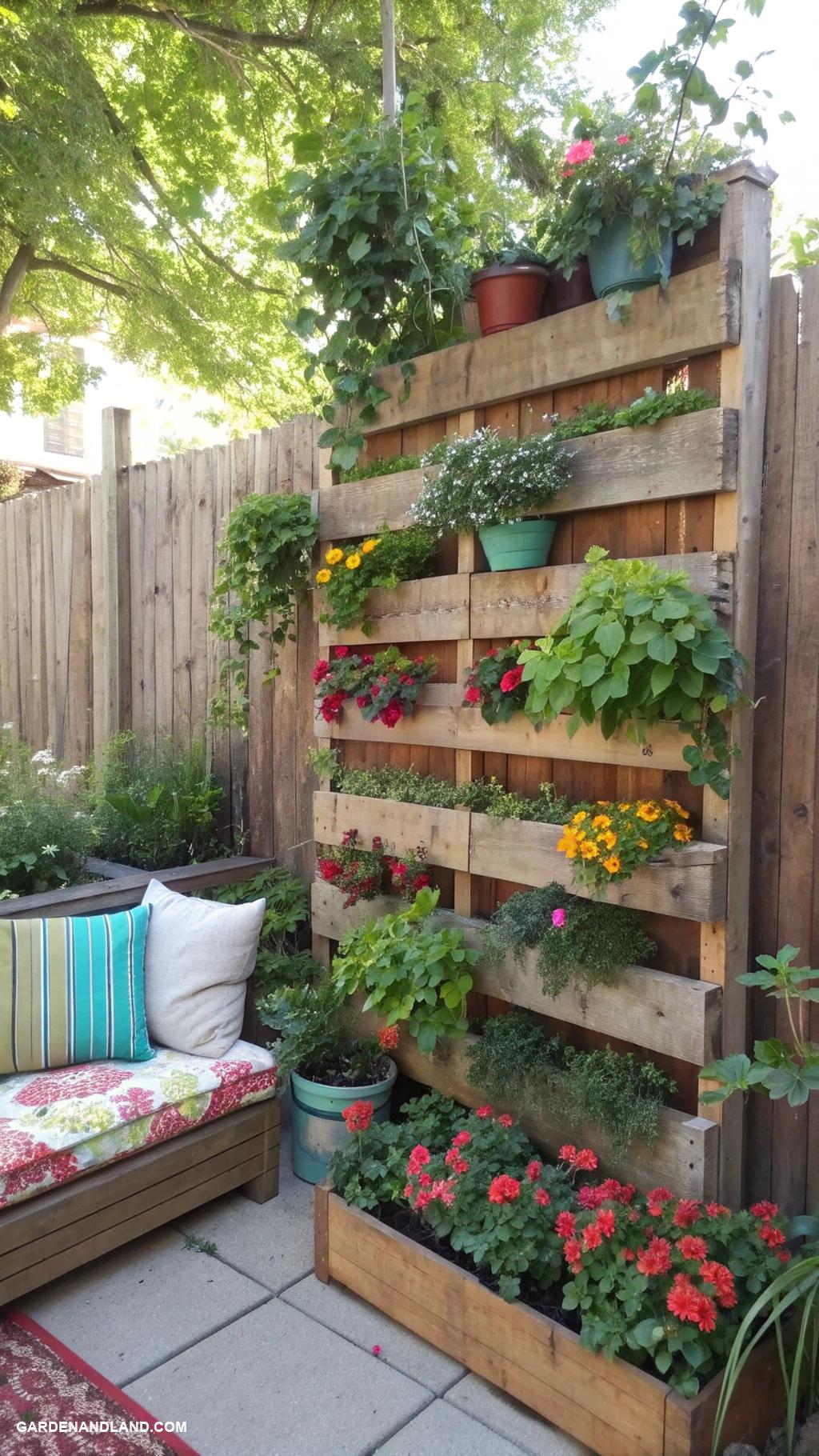 cheap backyard ideas Vertical garden with repurposed wooden pallets