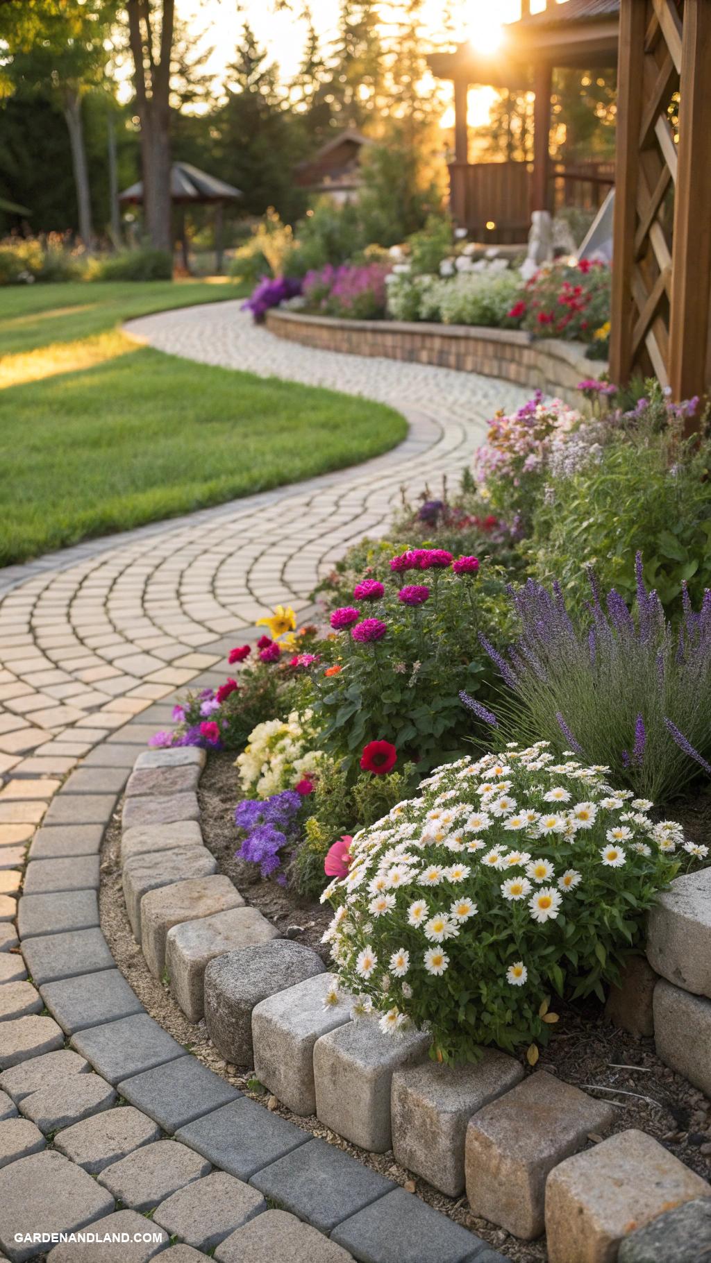cobblestone edging ideas Cobblestone border around flower beds