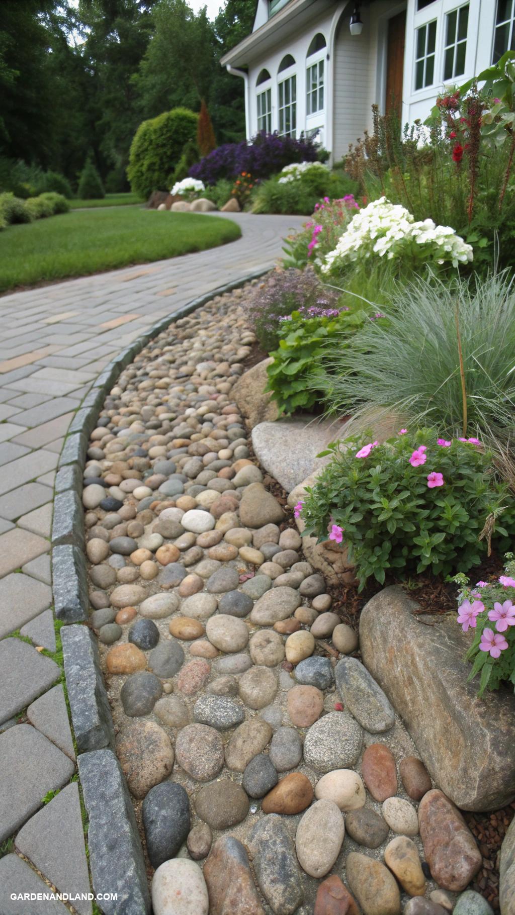 cobblestone edging ideas Cobblestone pebbles mixed for textured look