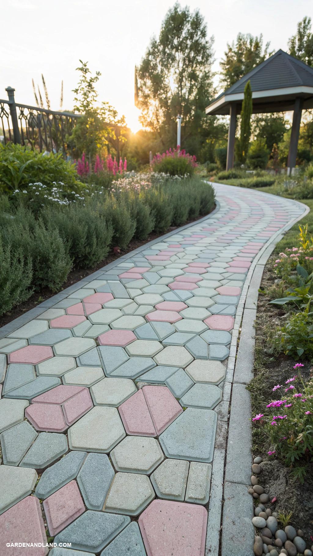 cobblestone edging ideas Geometric cobblestone pattern for modern appeal