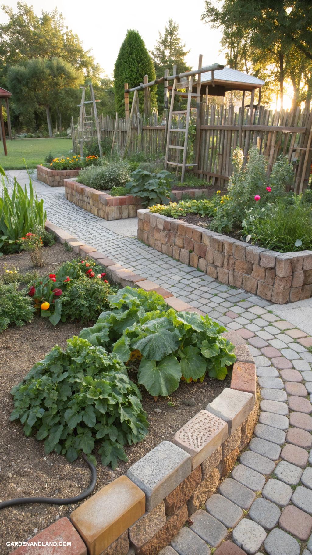 cobblestone edging ideas Raised cobblestone borders for vegetable gardens