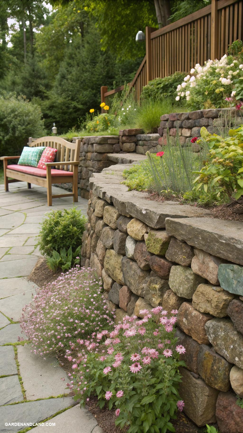 cobblestone edging ideas Rustic cobblestone wall for garden privacy